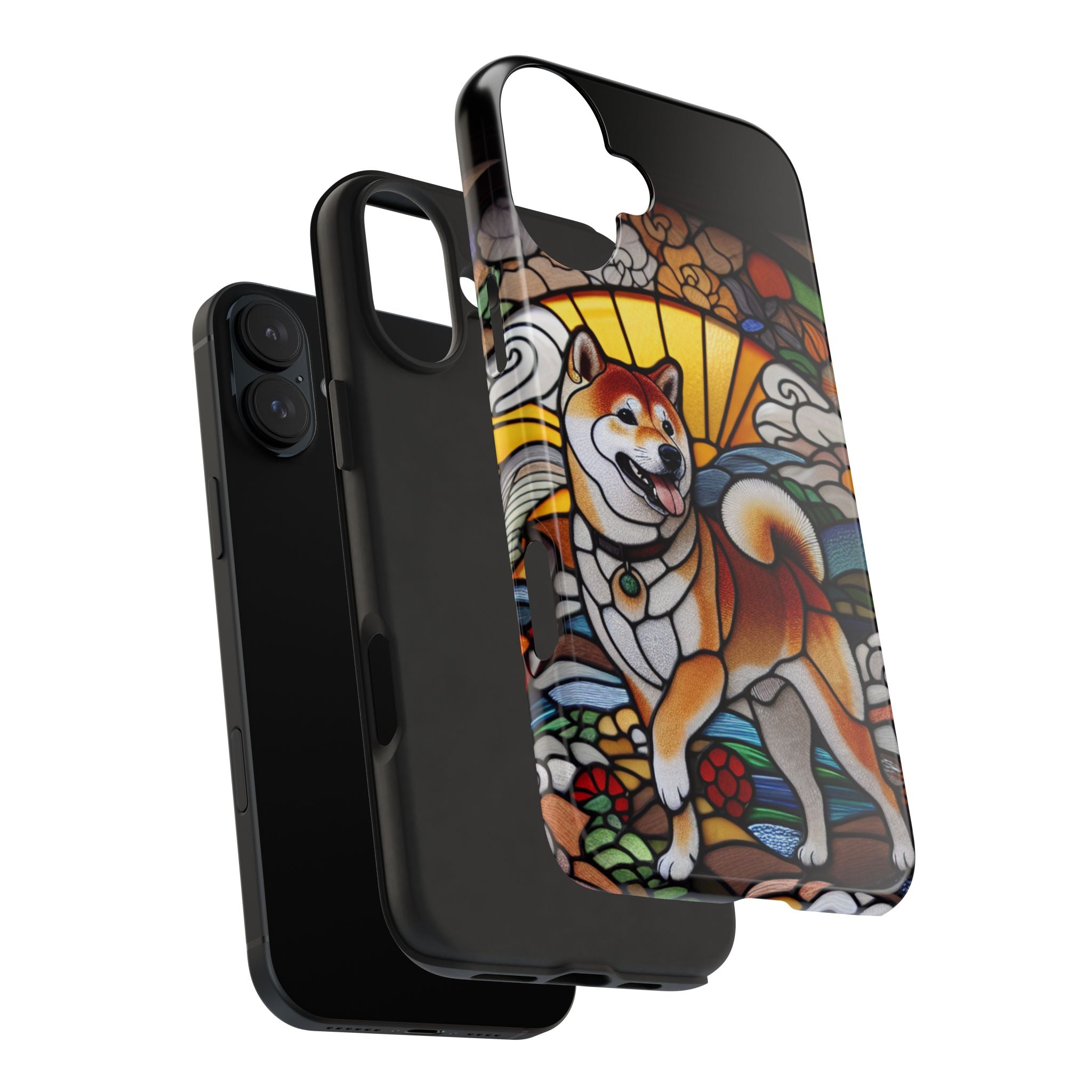 Shiba Inu Stained-Glass Tough Phone Case — Durable Protective Dog Art Cover