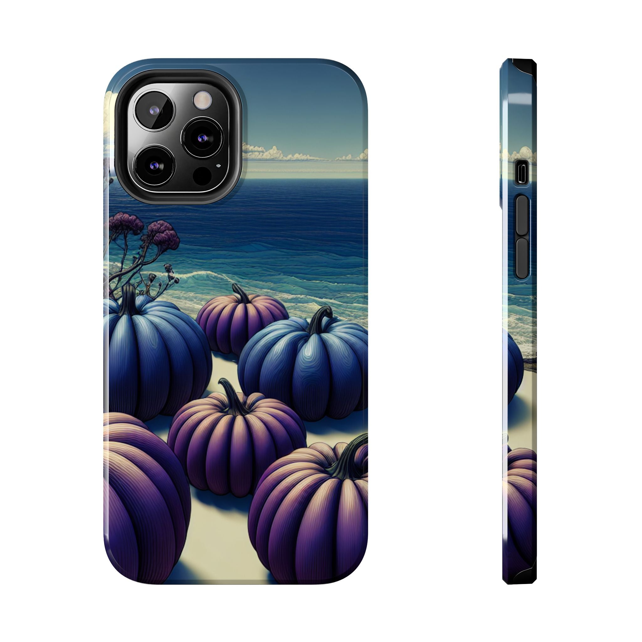 Blue Pumpkin Beach Tough Phone Case — Coastal Halloween Fall iPhone Cover
