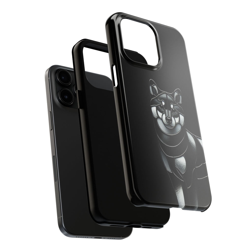 Wolf Silhouette Tough Phone Case — Black Geometric Wolf Protective Cover