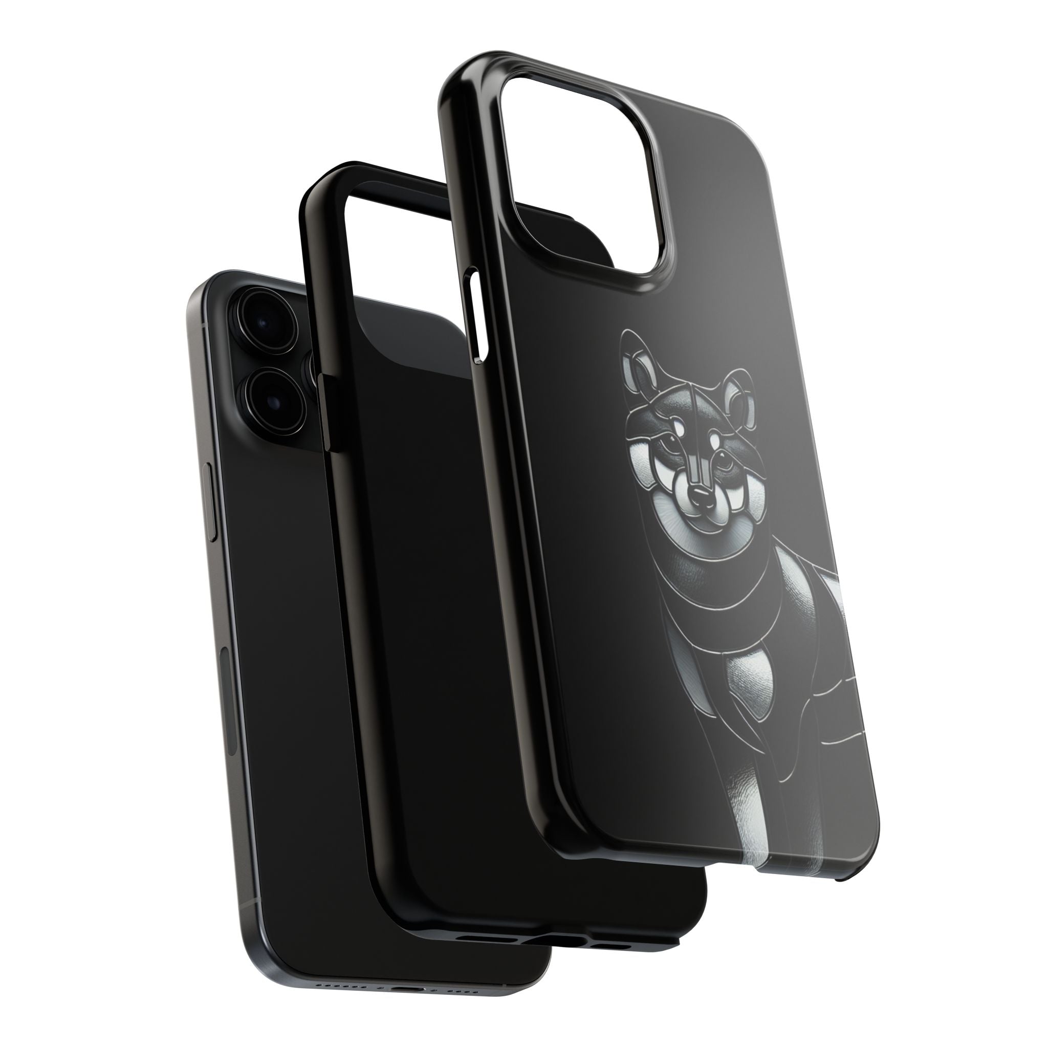 Wolf Silhouette Tough Phone Case — Black Geometric Wolf Protective Cover