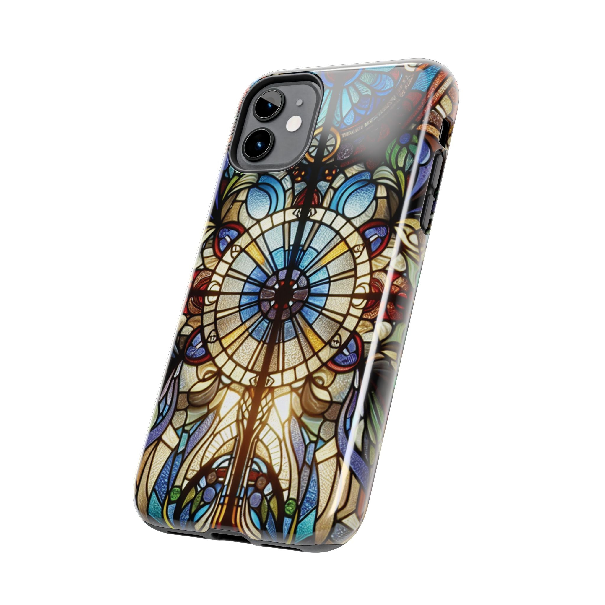 Stained Glass Mandala Tough Phone Case — Floral Vintage Art iPhone Cover