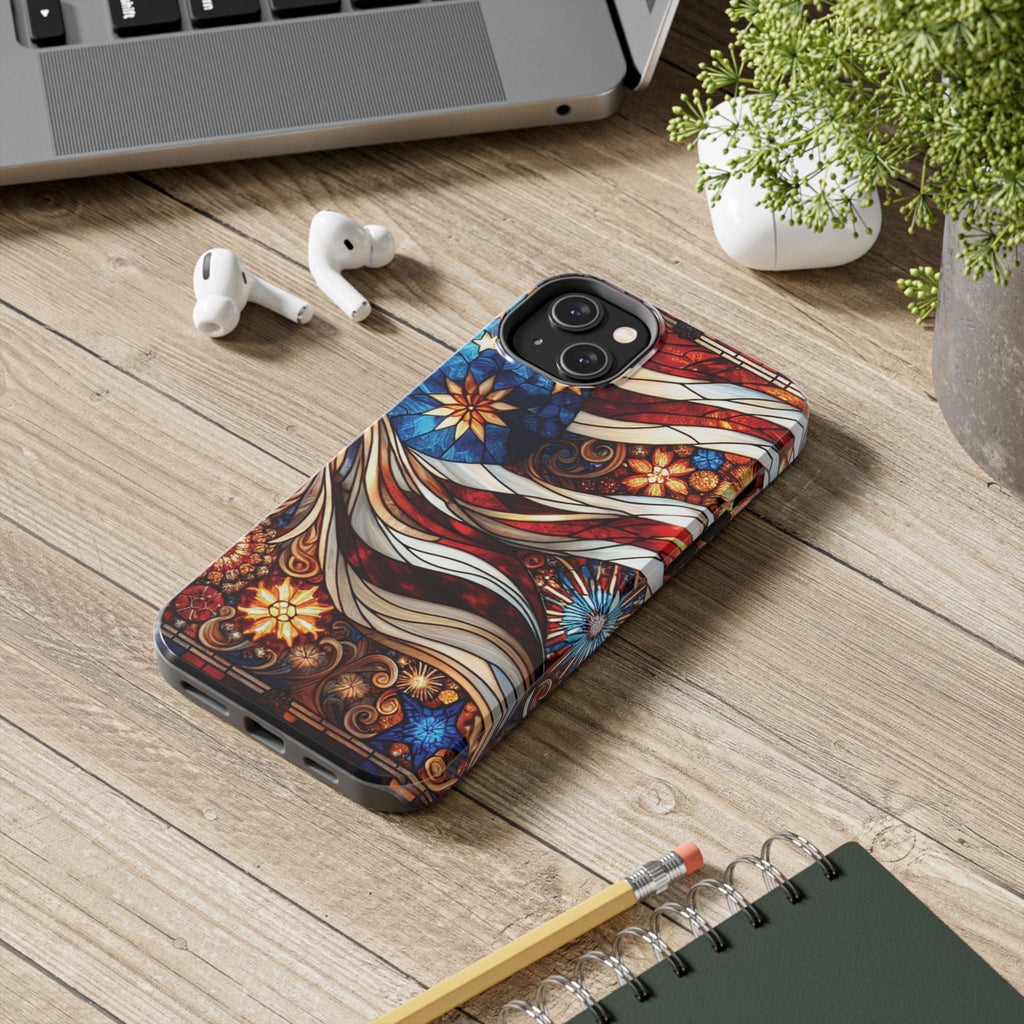 American by Nature Colorful Stained Glass Tough Phone Cases | Unique iPhone Covers, Protective Cases, Vibrant Designs, Gifts for Him/Her