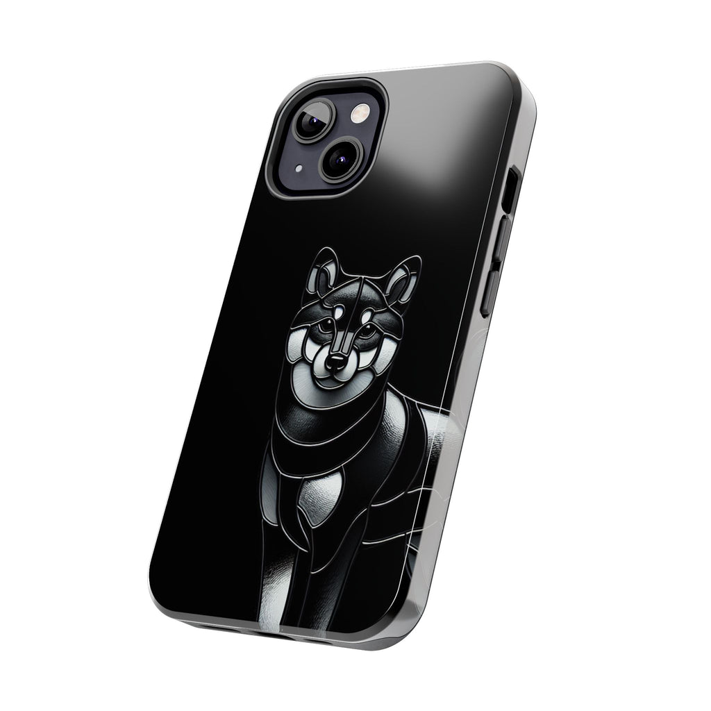 Wolf Silhouette Tough Phone Case — Black Geometric Wolf Protective Cover