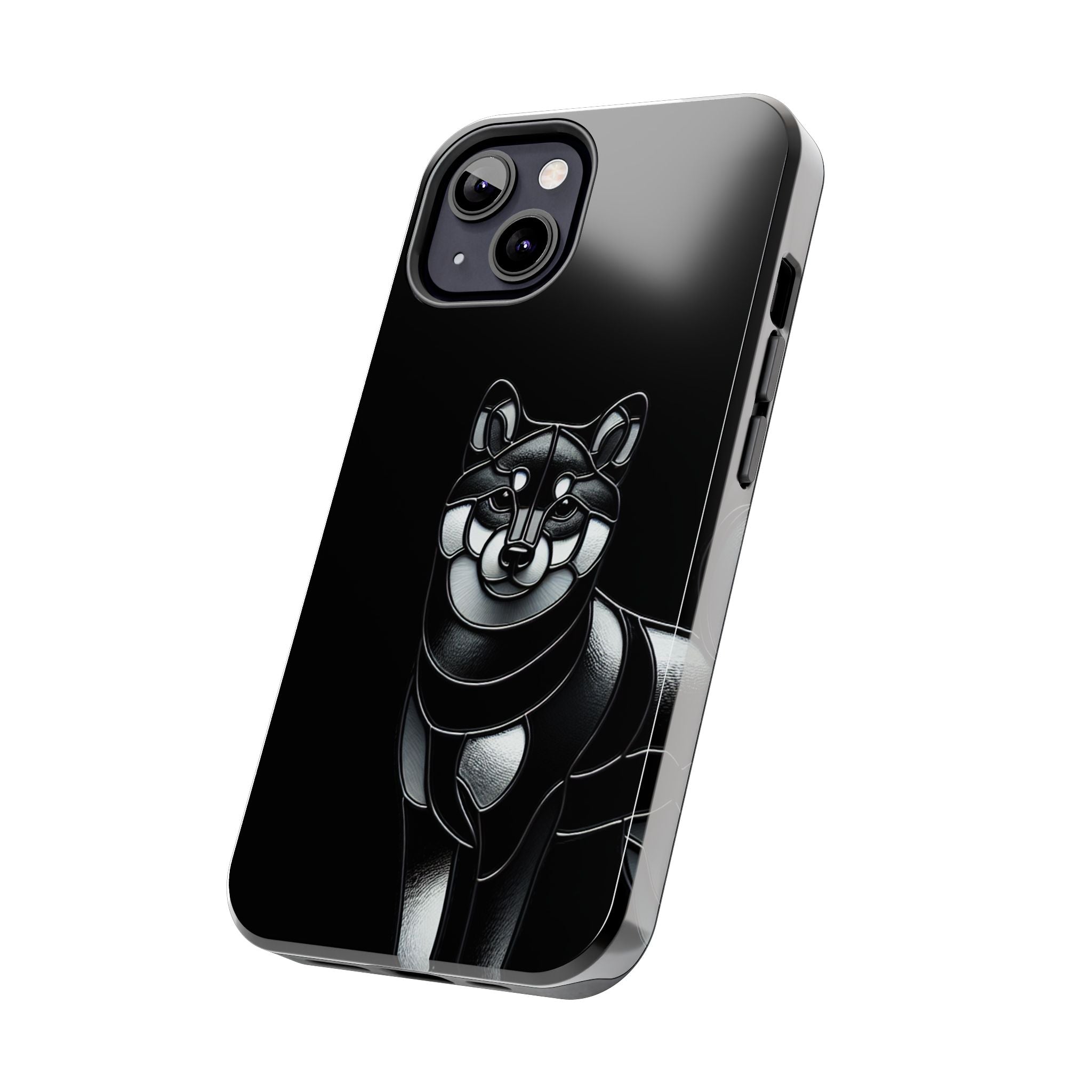 Wolf Silhouette Tough Phone Case — Black Geometric Wolf Protective Cover