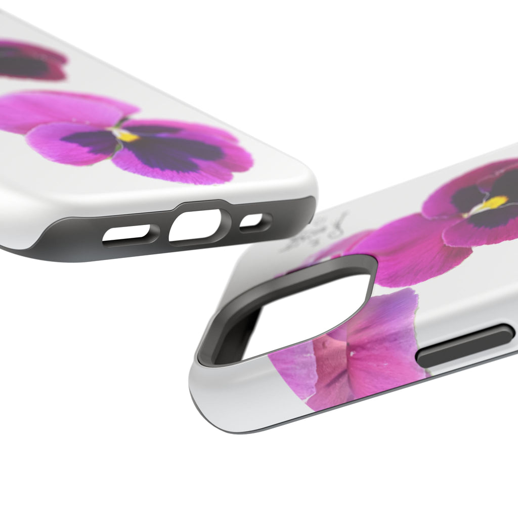 Pansy Blossom Magnetic Phone Case — Impact‑Resistant Floral iPhone Cover