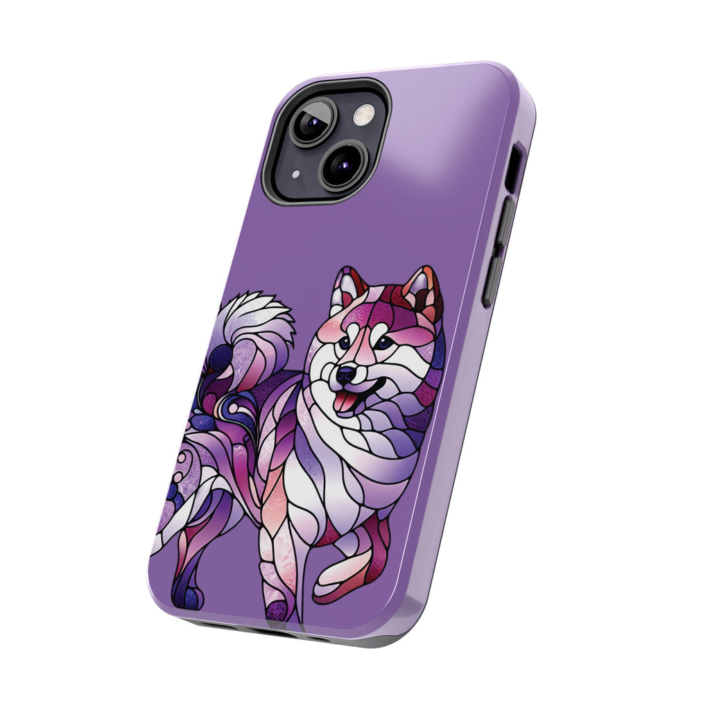 Purple Stained-Glass Shiba Inu Tough Phone Case — Protective Artistic Phone Cover