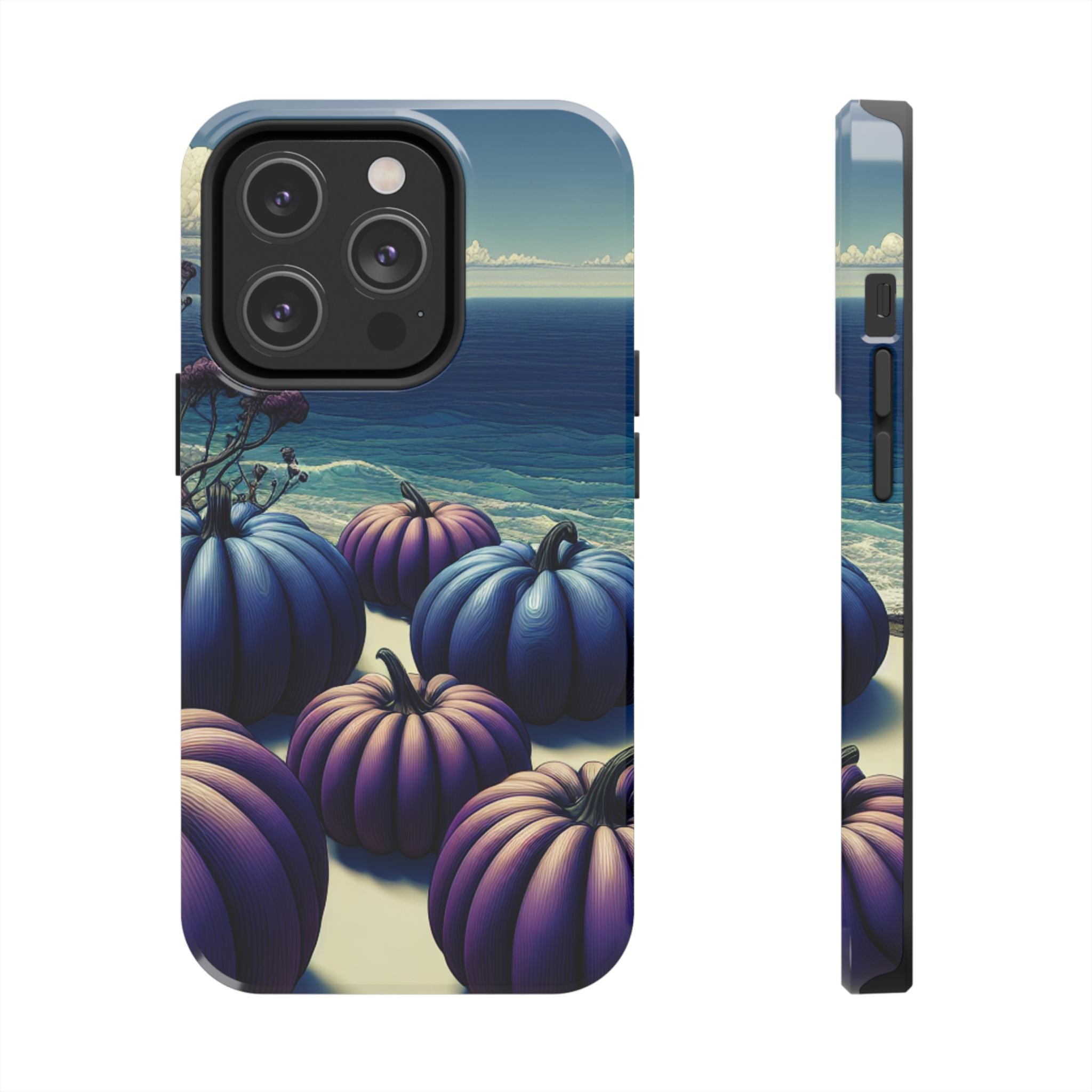 Blue Pumpkin Beach Tough Phone Case — Coastal Halloween Fall iPhone Cover