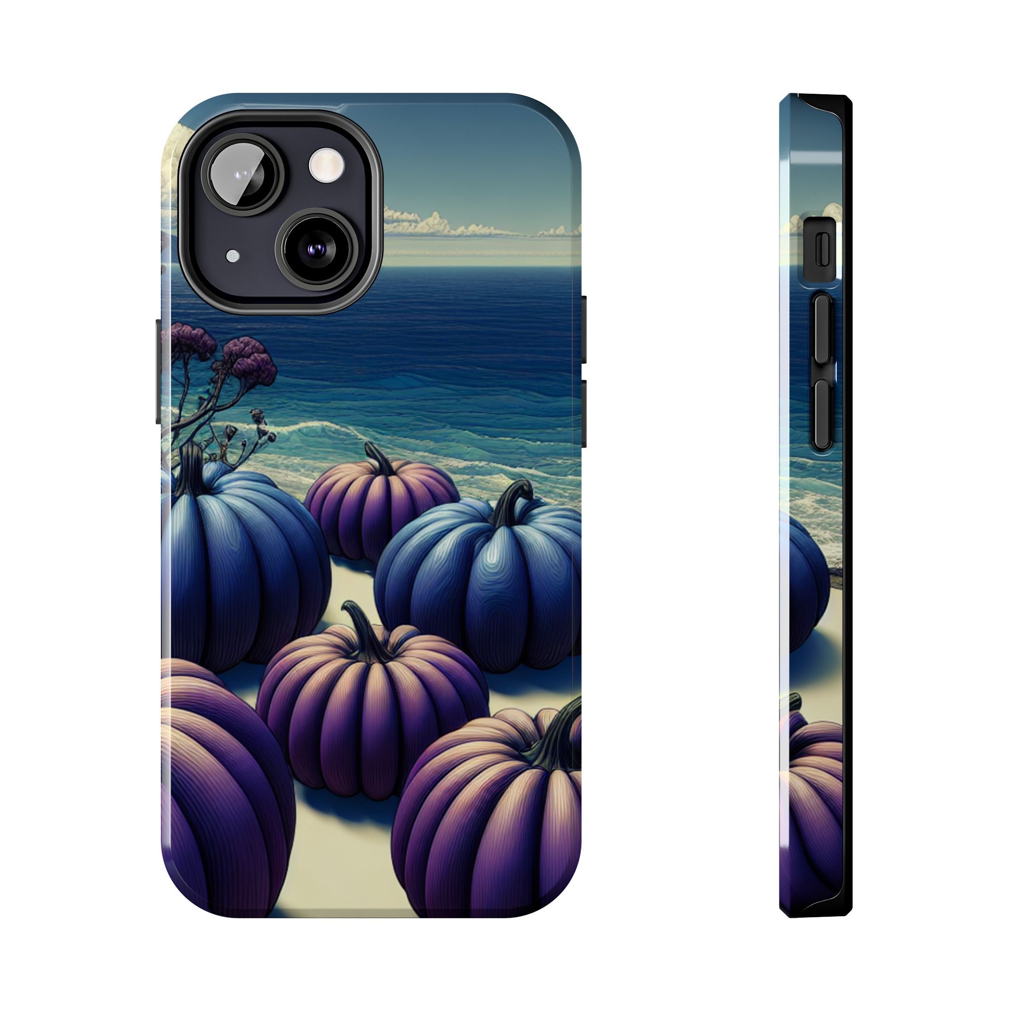 Blue Pumpkin Beach Tough Phone Case — Coastal Halloween Fall iPhone Cover