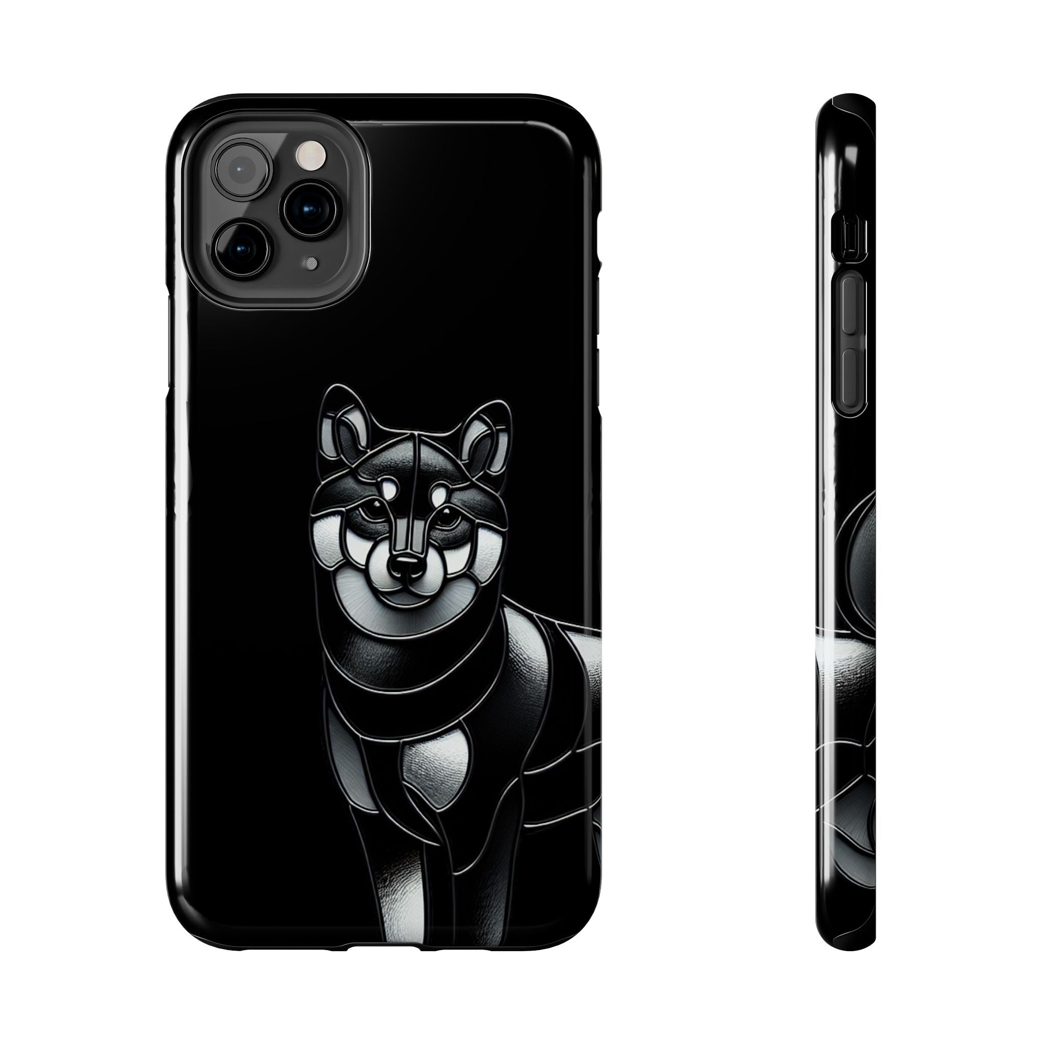 Wolf Silhouette Tough Phone Case — Black Geometric Wolf Protective Cover
