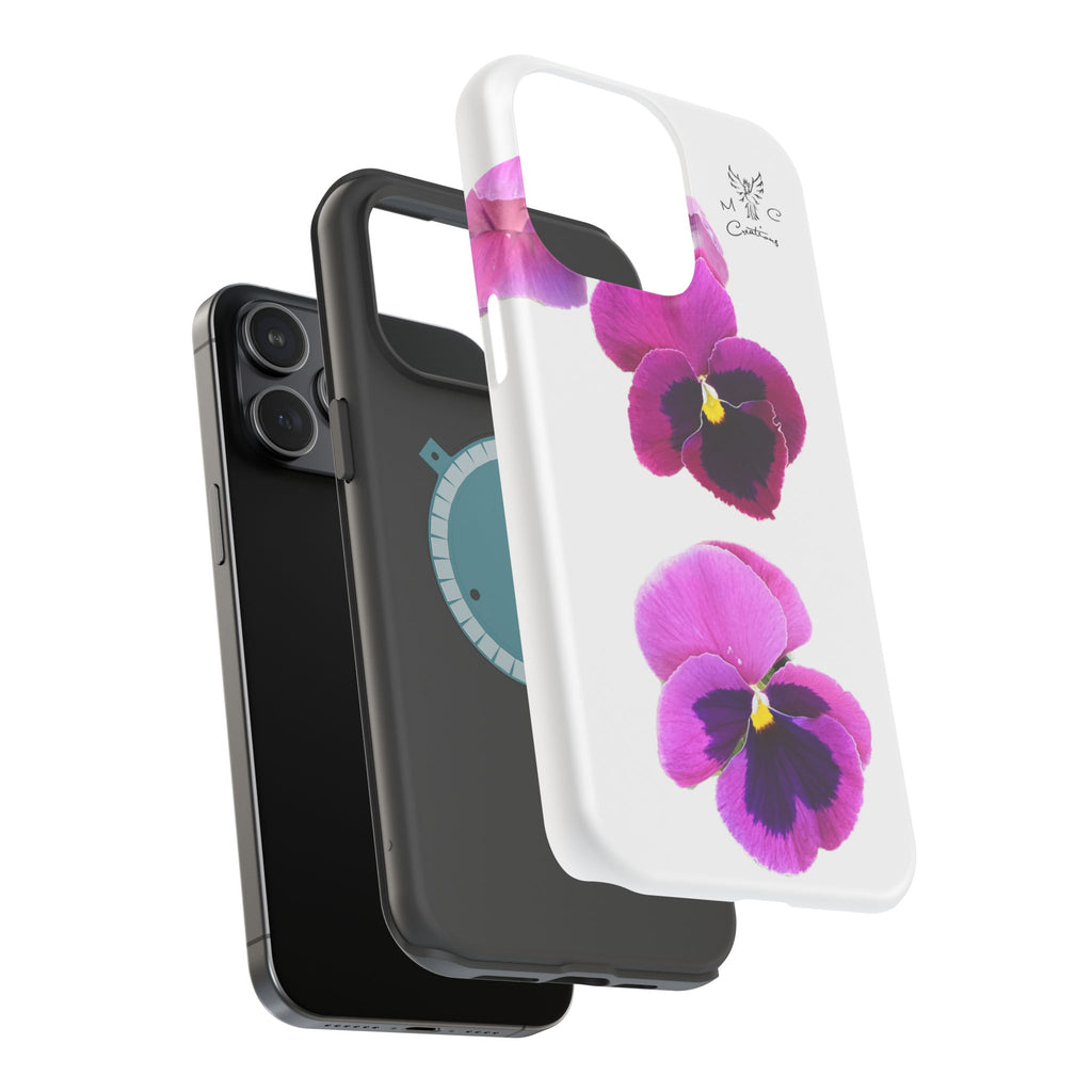Pansy Blossom Magnetic Phone Case — Impact‑Resistant Floral iPhone Cover
