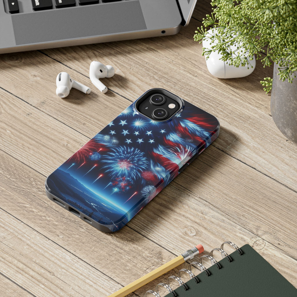 Patriotic Fireworks Phone Case, Independence Day, USA Pride, Tough Phone Cover, July 4th, Gift for Veterans