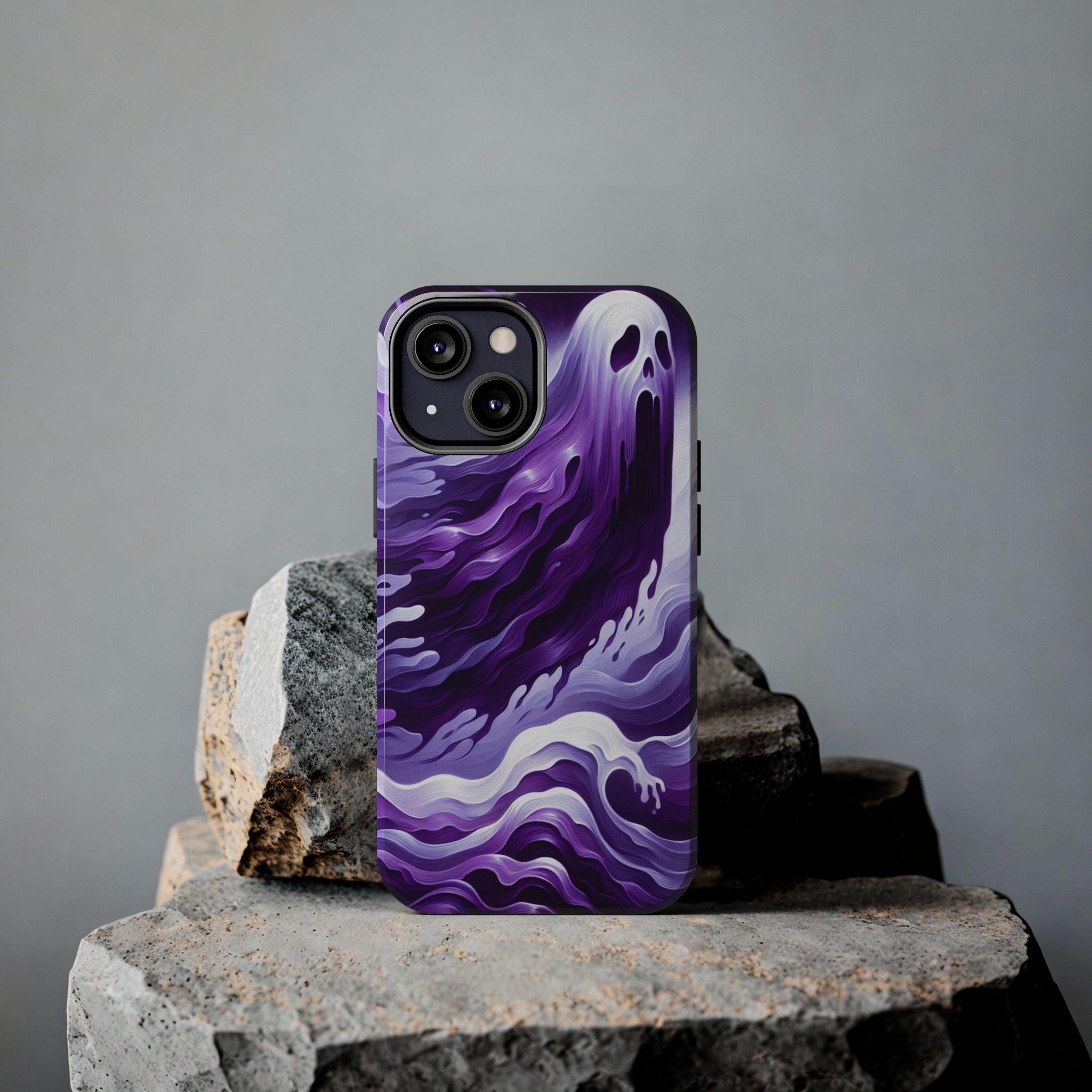 Purple wavey ghosts! - Tough Phone Cases