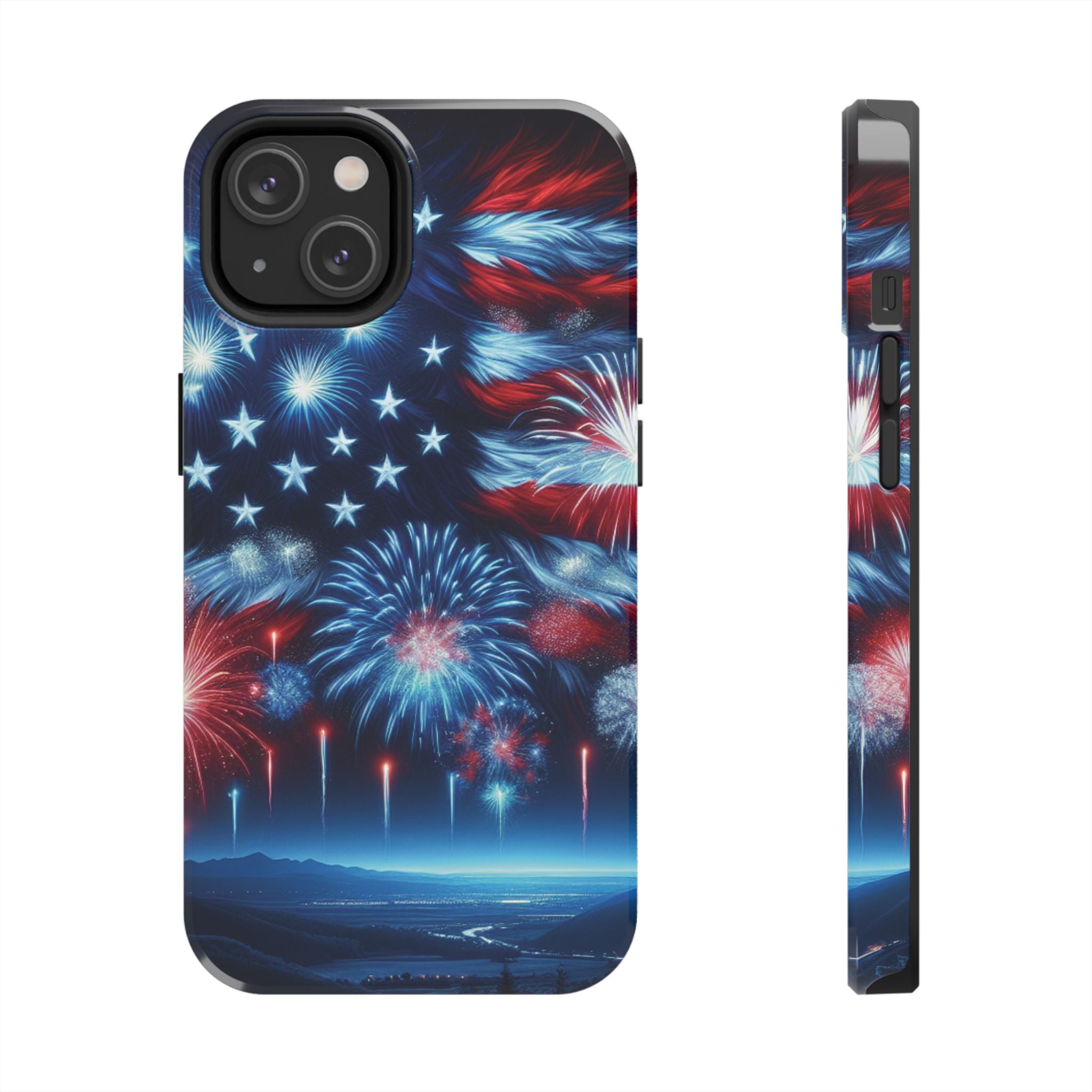 Patriotic Fireworks Phone Case, Independence Day, USA Pride, Tough Phone Cover, July 4th, Gift for Veterans