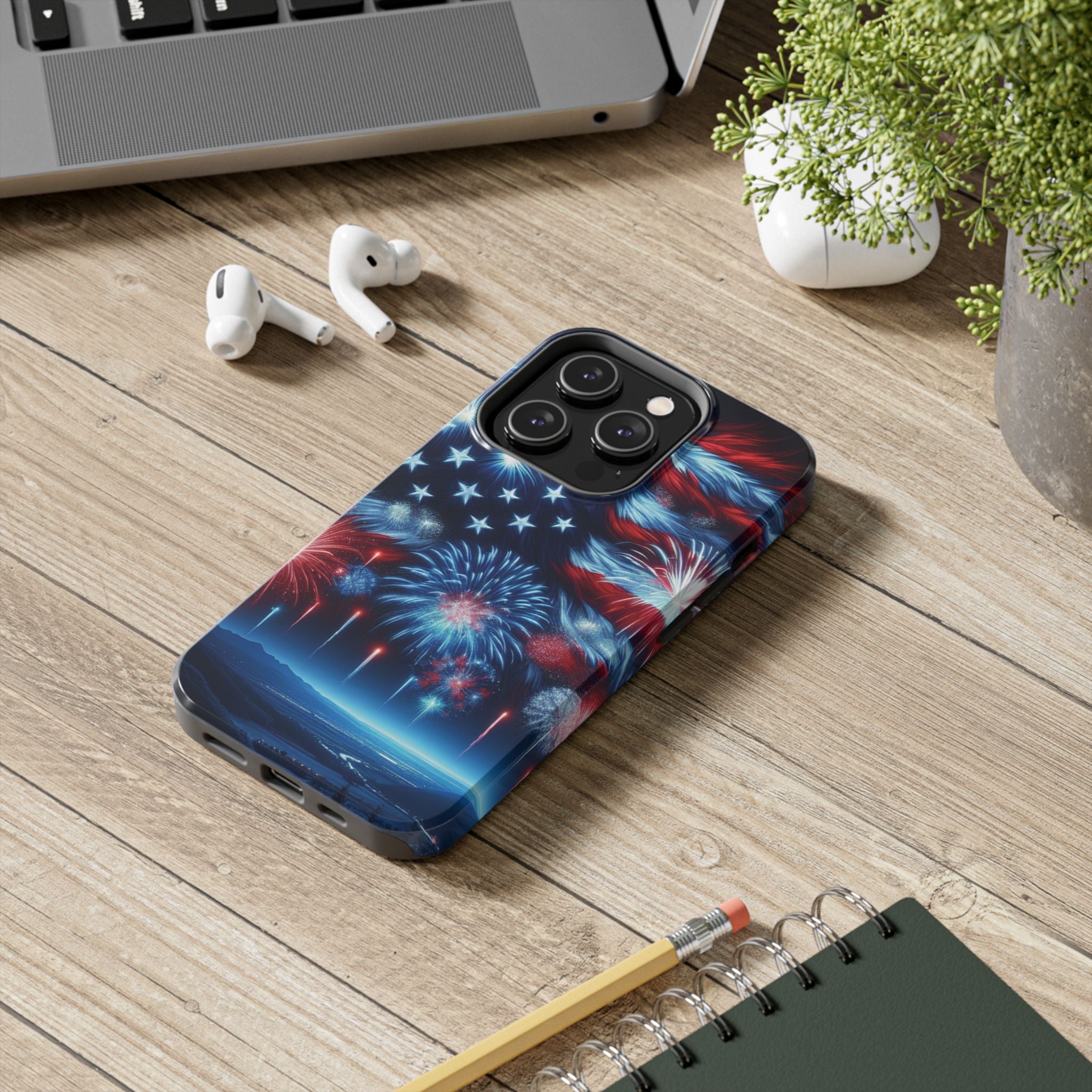Patriotic Fireworks Phone Case, Independence Day, USA Pride, Tough Phone Cover, July 4th, Gift for Veterans