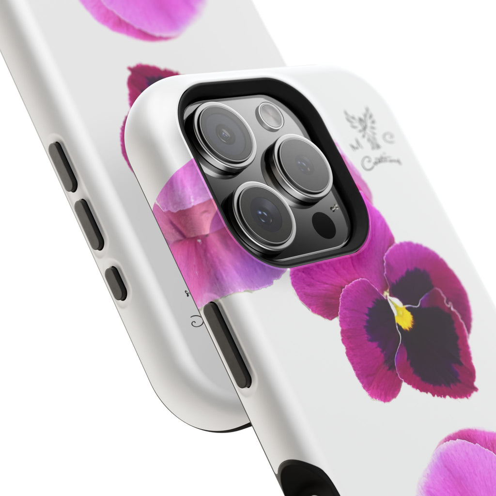 Pansy Blossom Magnetic Phone Case — Impact‑Resistant Floral iPhone Cover