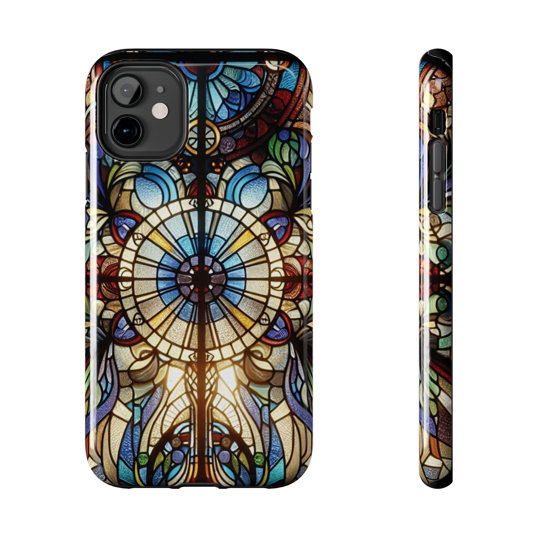 Stained Glass Mandala Tough Phone Case — Floral Vintage Art iPhone Cover