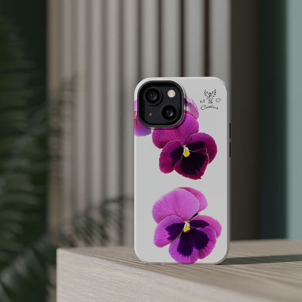 Pansy Blossom Magnetic Phone Case — Impact‑Resistant Floral iPhone Cover