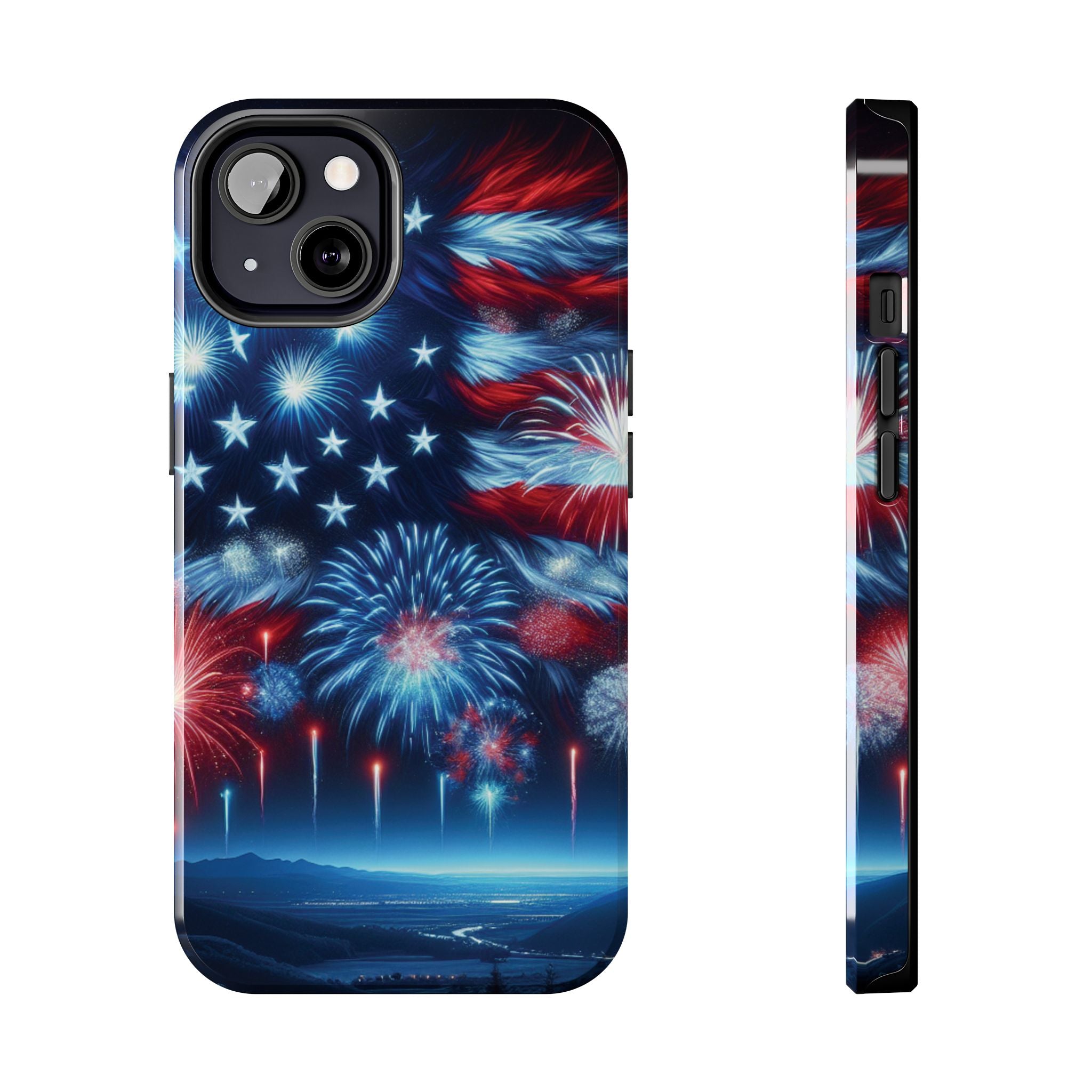 Patriotic Fireworks Phone Case, Independence Day, USA Pride, Tough Phone Cover, July 4th, Gift for Veterans