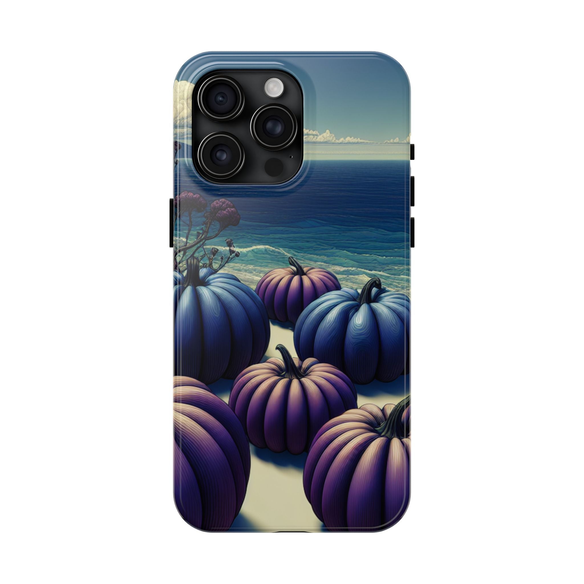 Blue Pumpkin Beach Tough Phone Case — Coastal Halloween Fall iPhone Cover