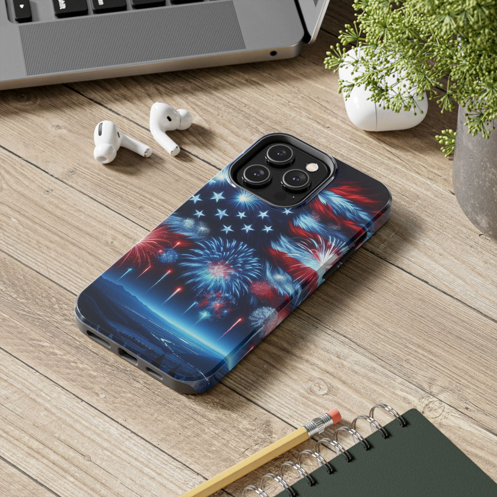 Patriotic Fireworks Phone Case, Independence Day, USA Pride, Tough Phone Cover, July 4th, Gift for Veterans