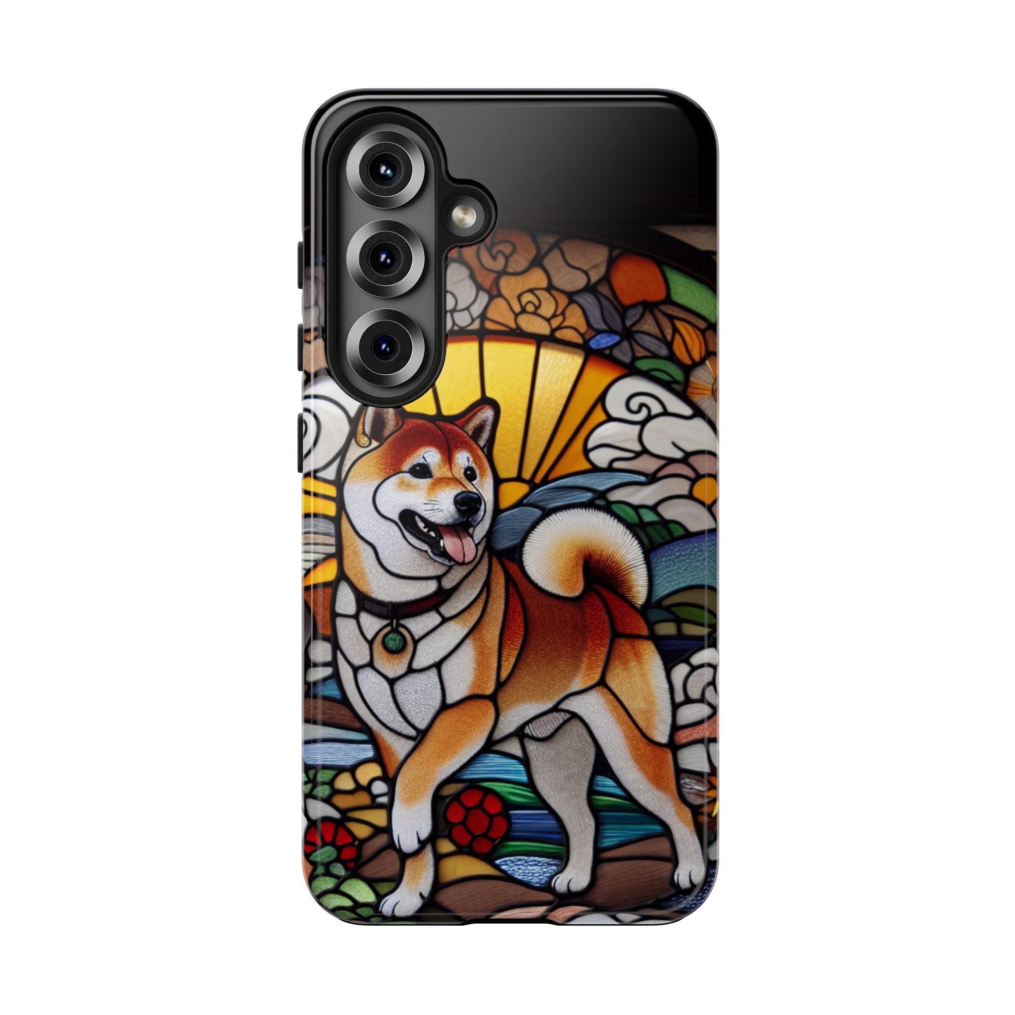 Shiba Inu Stained-Glass Tough Phone Case — Durable Protective Dog Art Cover