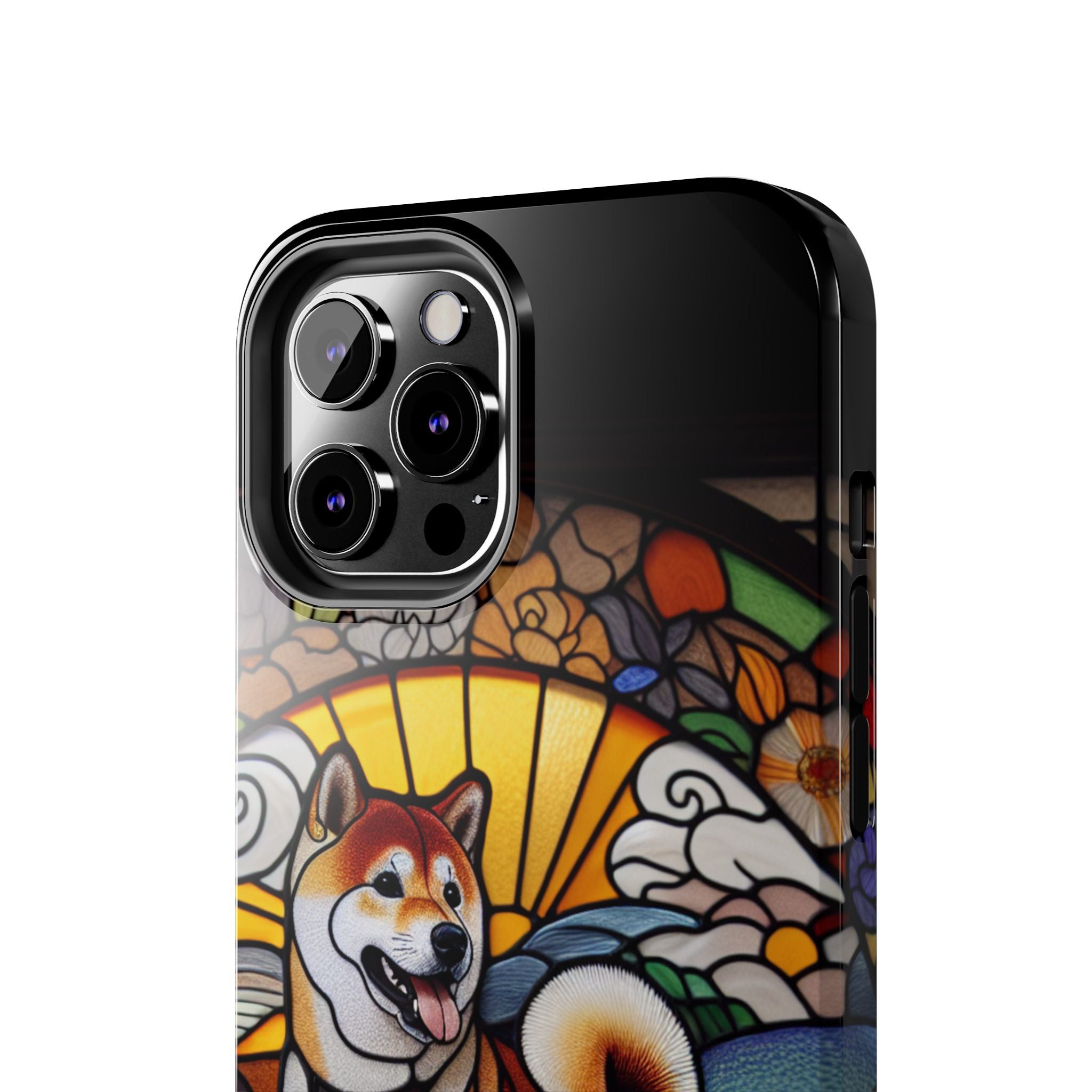 Shiba Inu Stained-Glass Tough Phone Case — Durable Protective Dog Art Cover