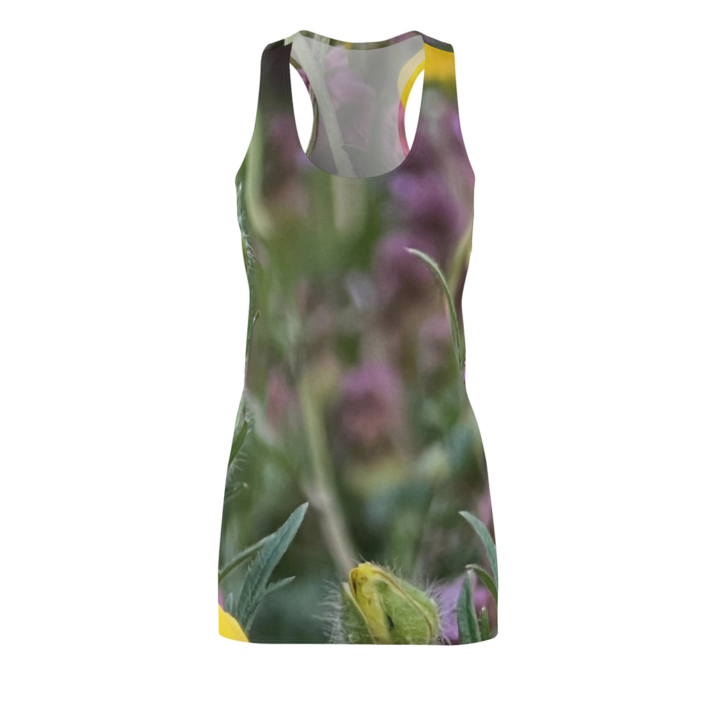 Floral Meadow Racerback Dress — All-Over Print Botanical Summer Dress