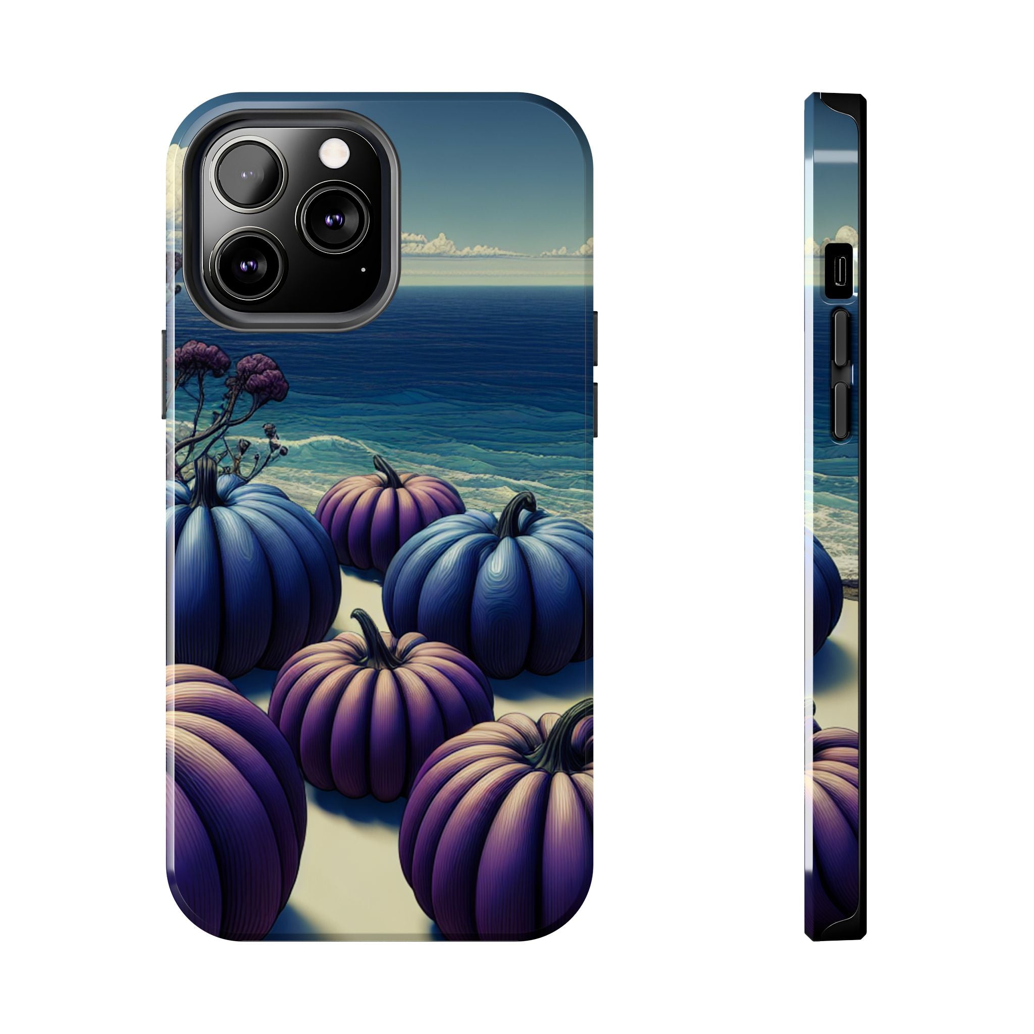 Blue Pumpkin Beach Tough Phone Case — Coastal Halloween Fall iPhone Cover