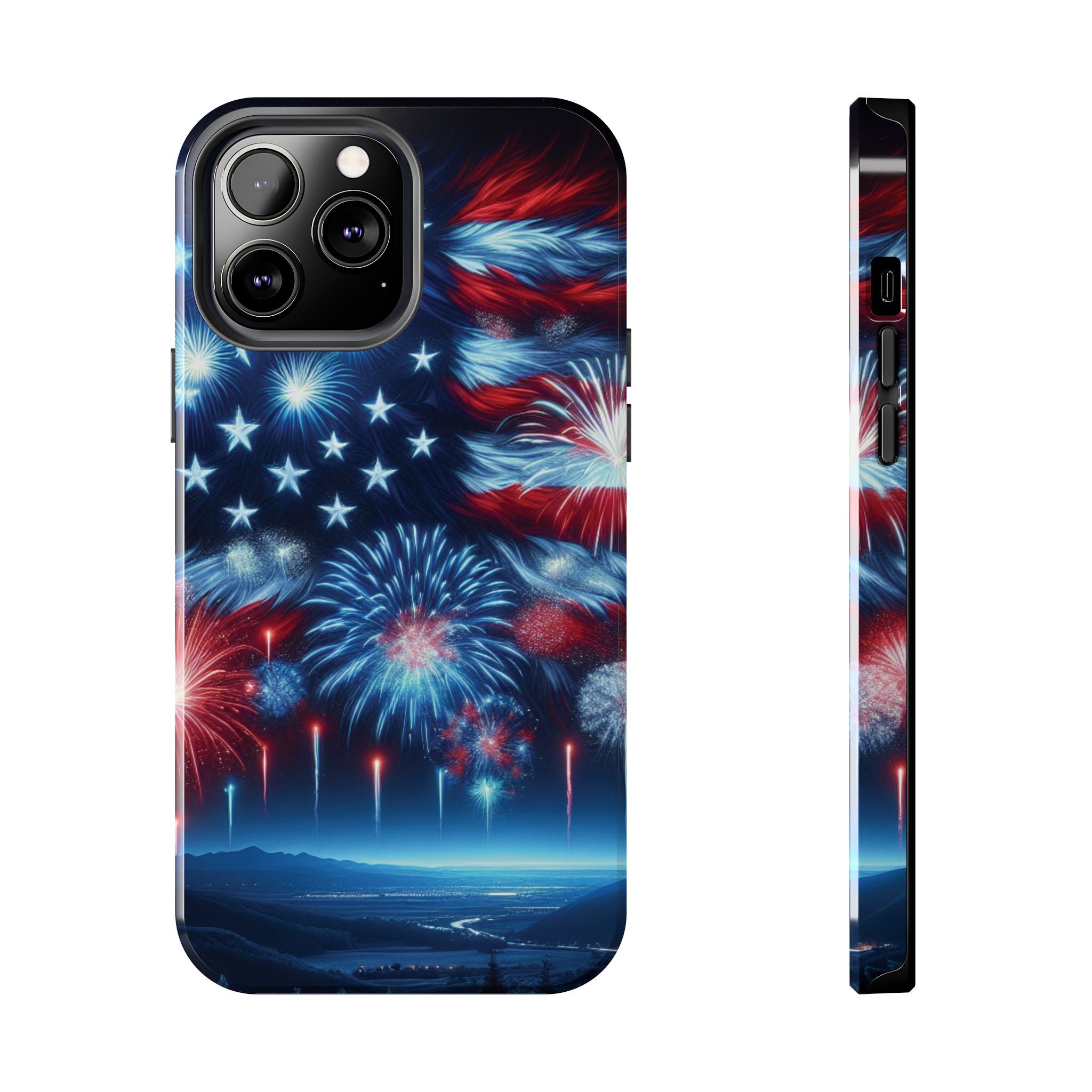 Patriotic Fireworks Phone Case, Independence Day, USA Pride, Tough Phone Cover, July 4th, Gift for Veterans