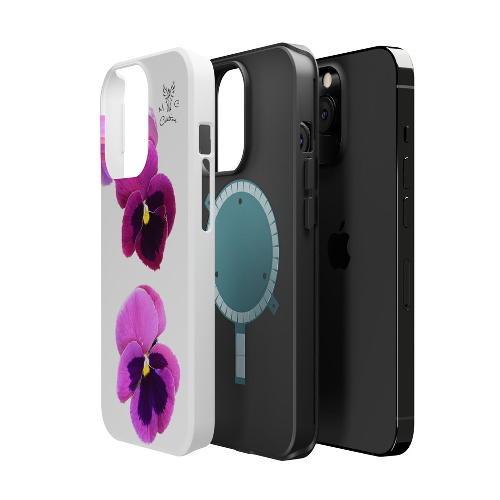 Pansy Blossom Magnetic Phone Case — Impact‑Resistant Floral iPhone Cover