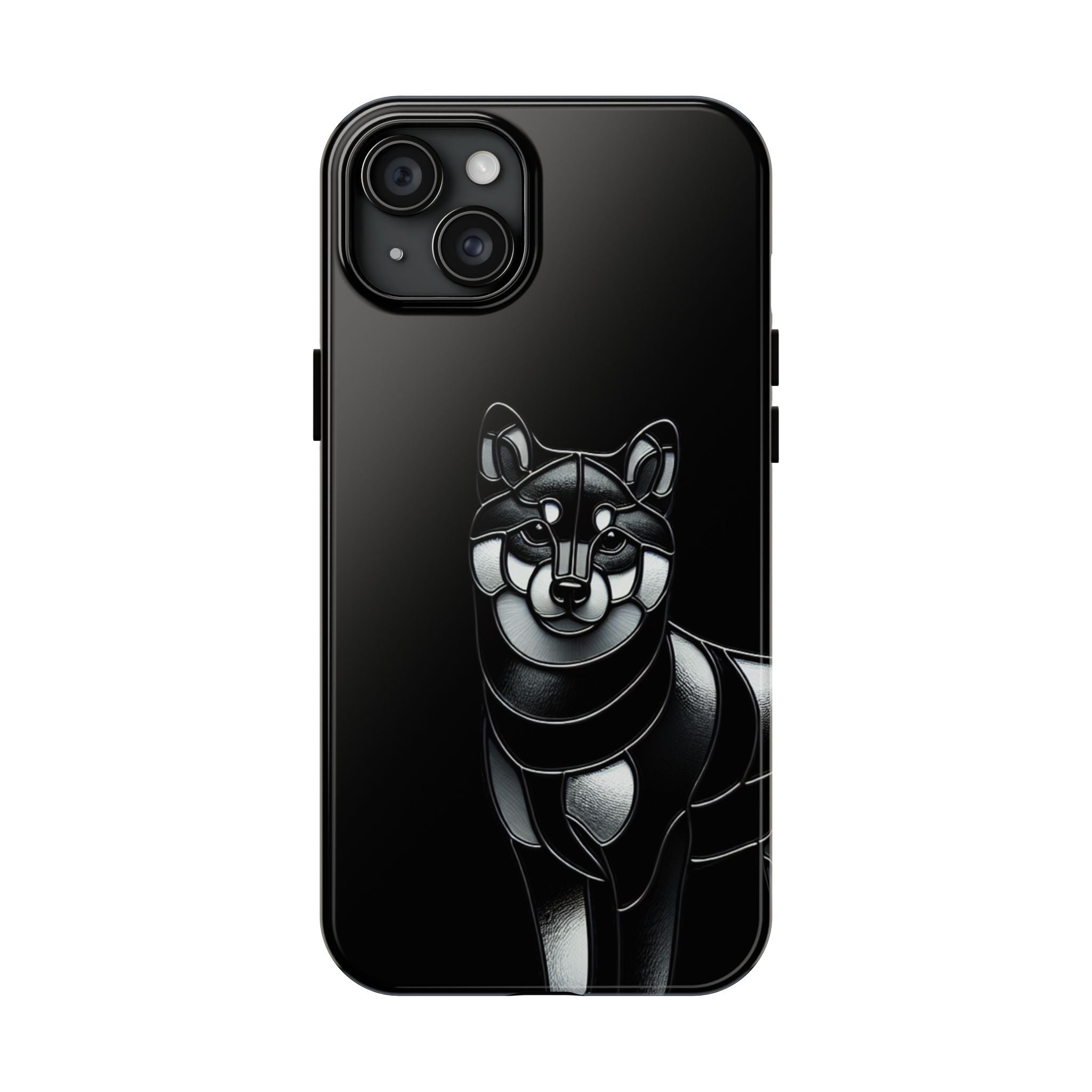 Wolf Silhouette Tough Phone Case — Black Geometric Wolf Protective Cover