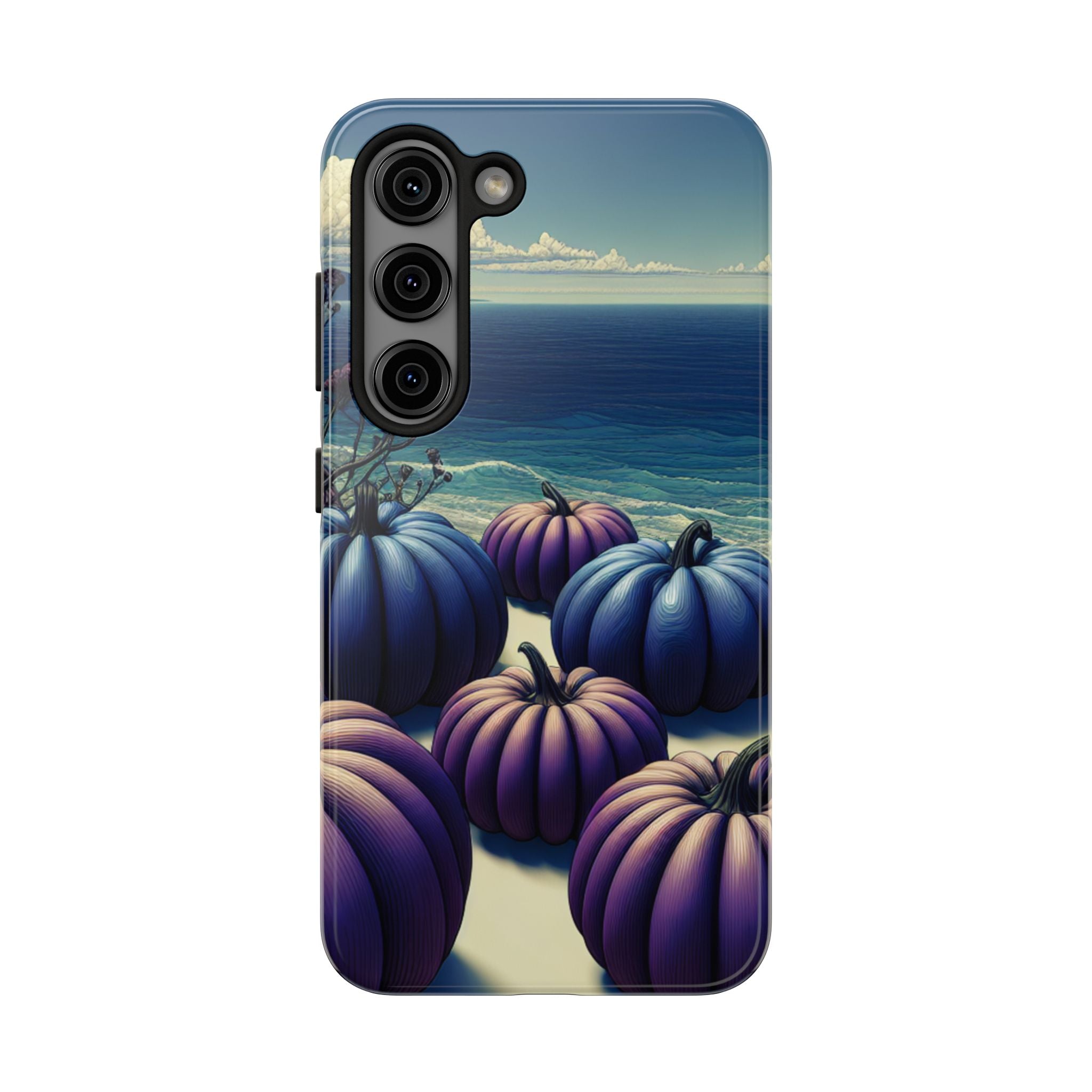 Blue Pumpkin Beach Tough Phone Case — Coastal Halloween Fall iPhone Cover