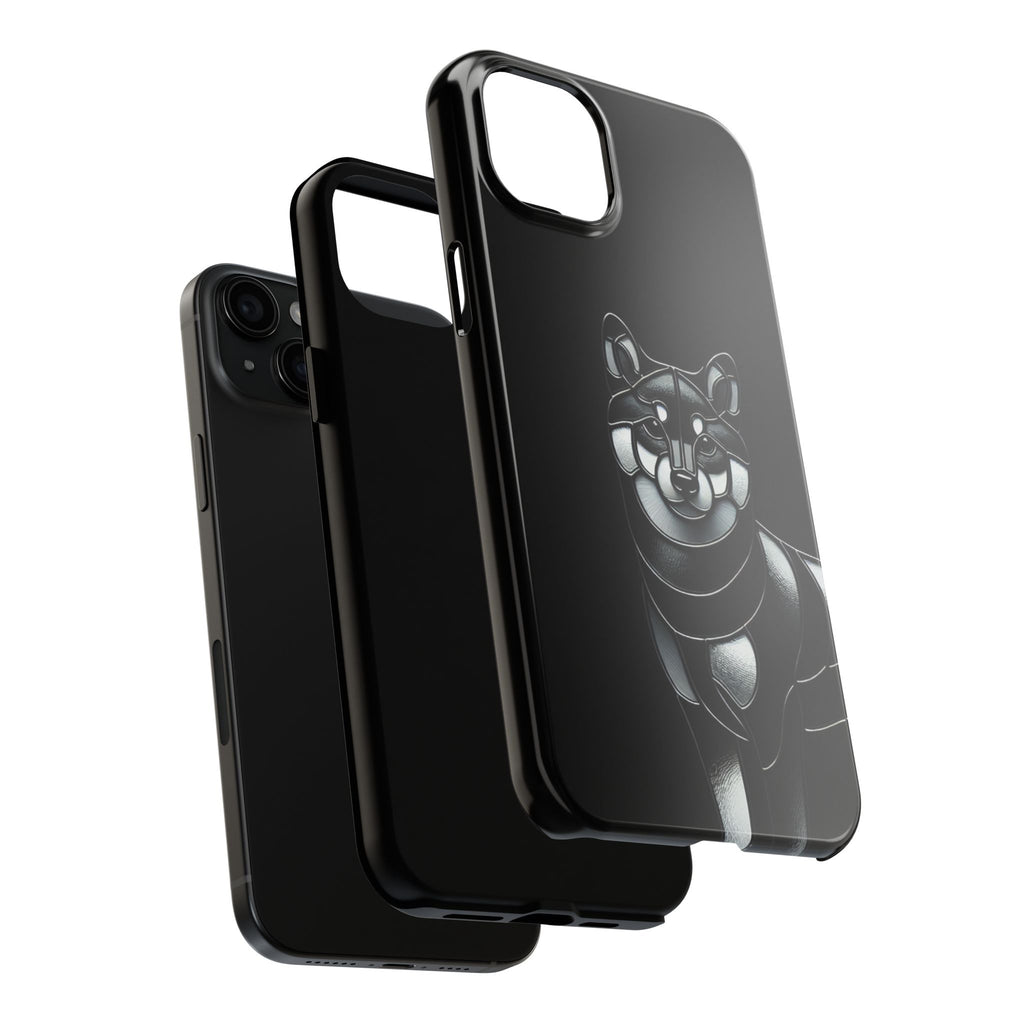 Wolf Silhouette Tough Phone Case — Black Geometric Wolf Protective Cover