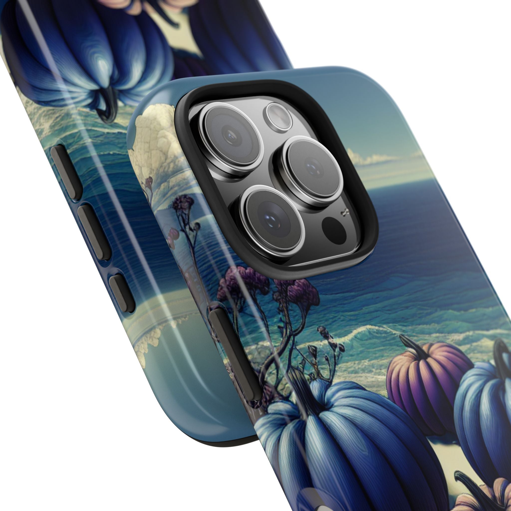 Blue Pumpkin Beach Tough Phone Case — Coastal Halloween Fall iPhone Cover