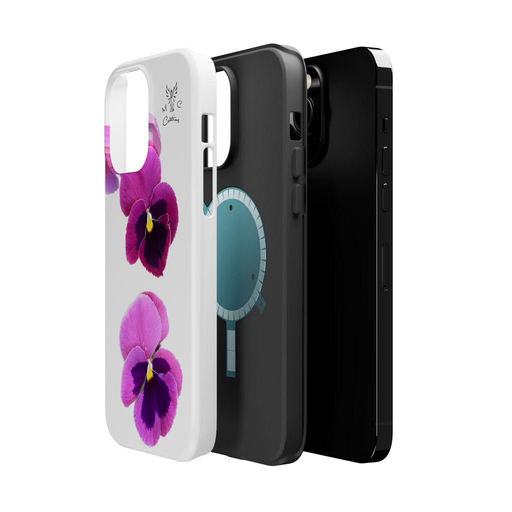 Pansy Blossom Magnetic Phone Case — Impact‑Resistant Floral iPhone Cover