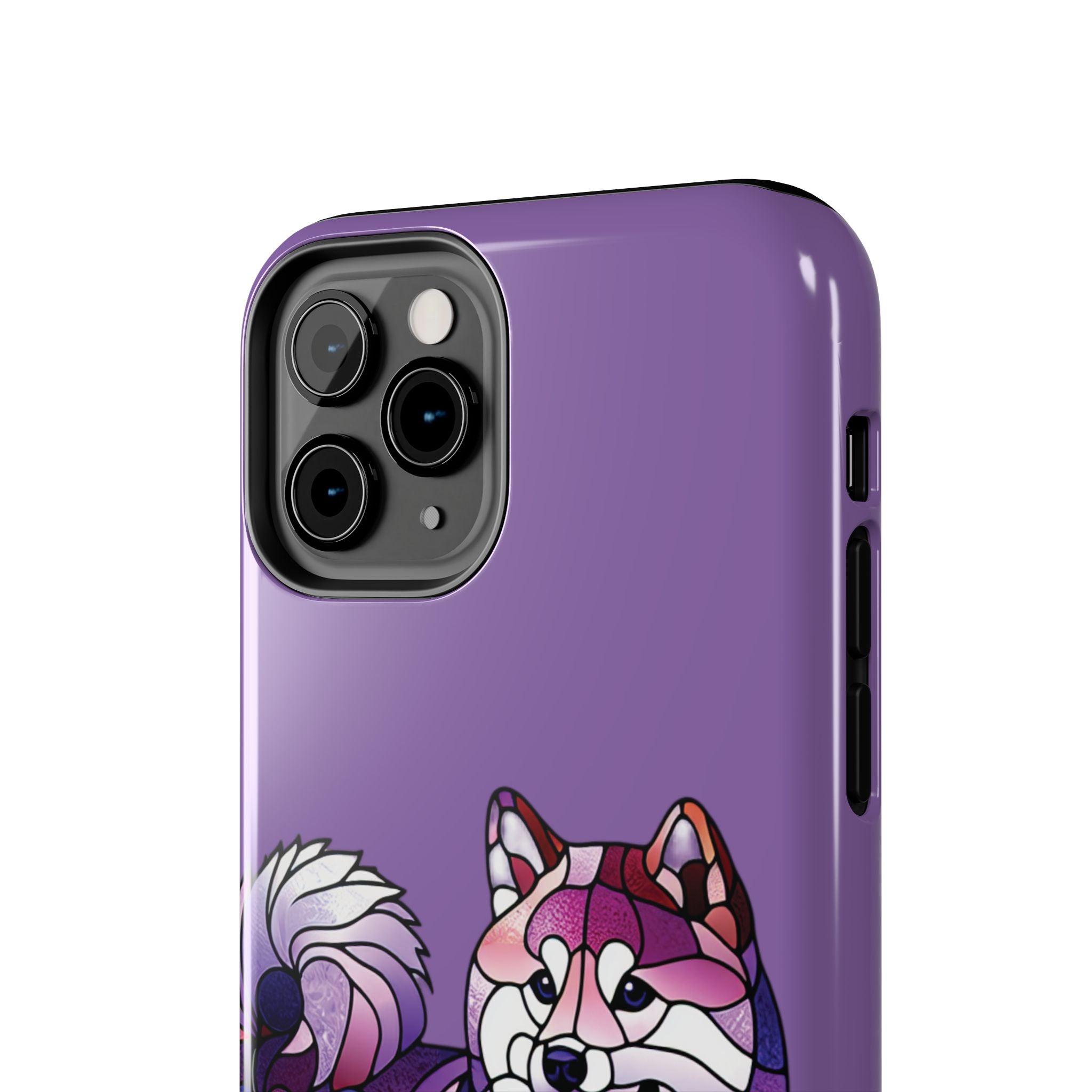 Purple Stained-Glass Shiba Inu Tough Phone Case — Protective Artistic Phone Cover