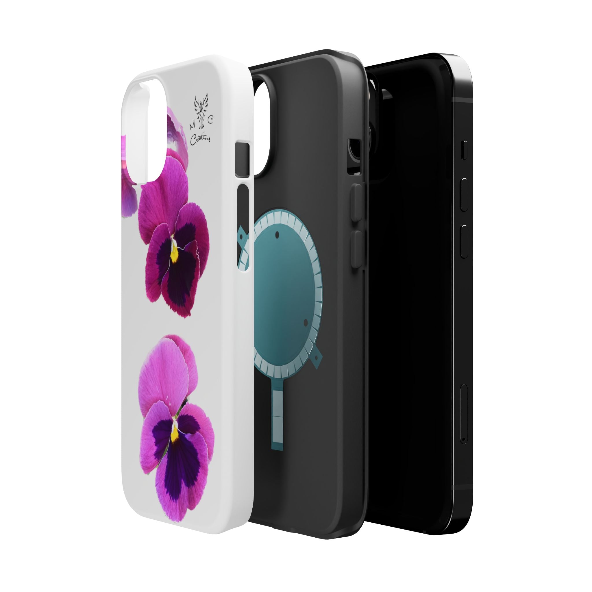 Pansy Blossom Magnetic Phone Case — Impact‑Resistant Floral iPhone Cover