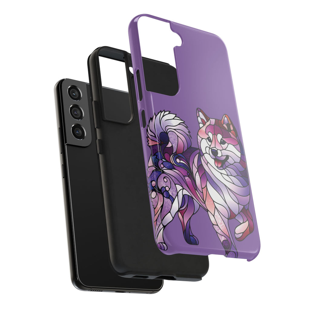 Purple Stained-Glass Shiba Inu Tough Phone Case — Protective Artistic Phone Cover