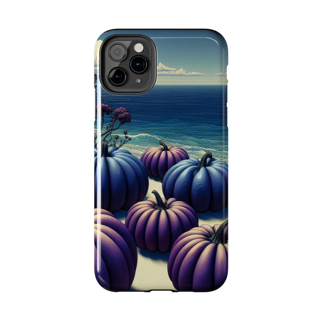 Blue Pumpkin Beach Tough Phone Case — Coastal Halloween Fall iPhone Cover