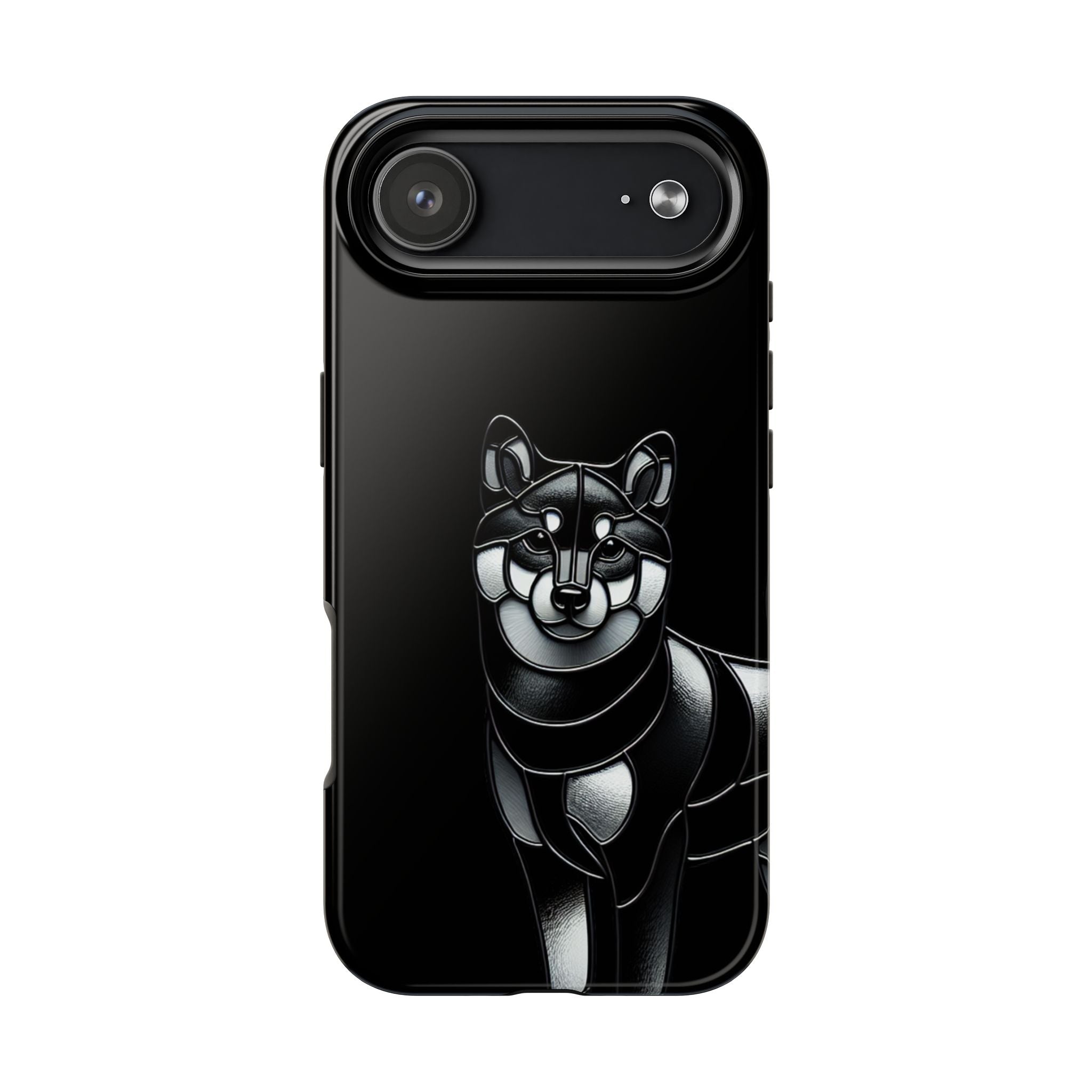 Wolf Silhouette Tough Phone Case — Black Geometric Wolf Protective Cover