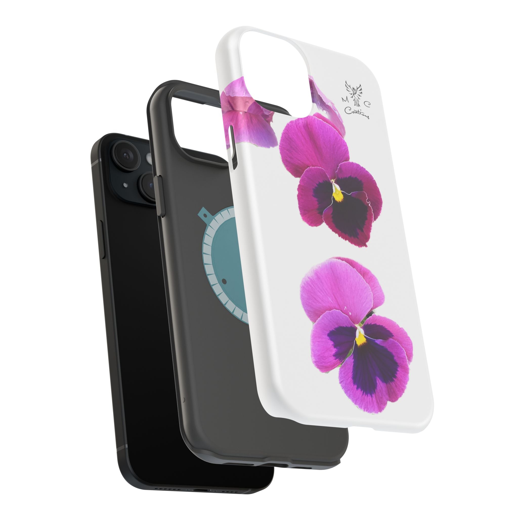 Pansy Blossom Magnetic Phone Case — Impact‑Resistant Floral iPhone Cover