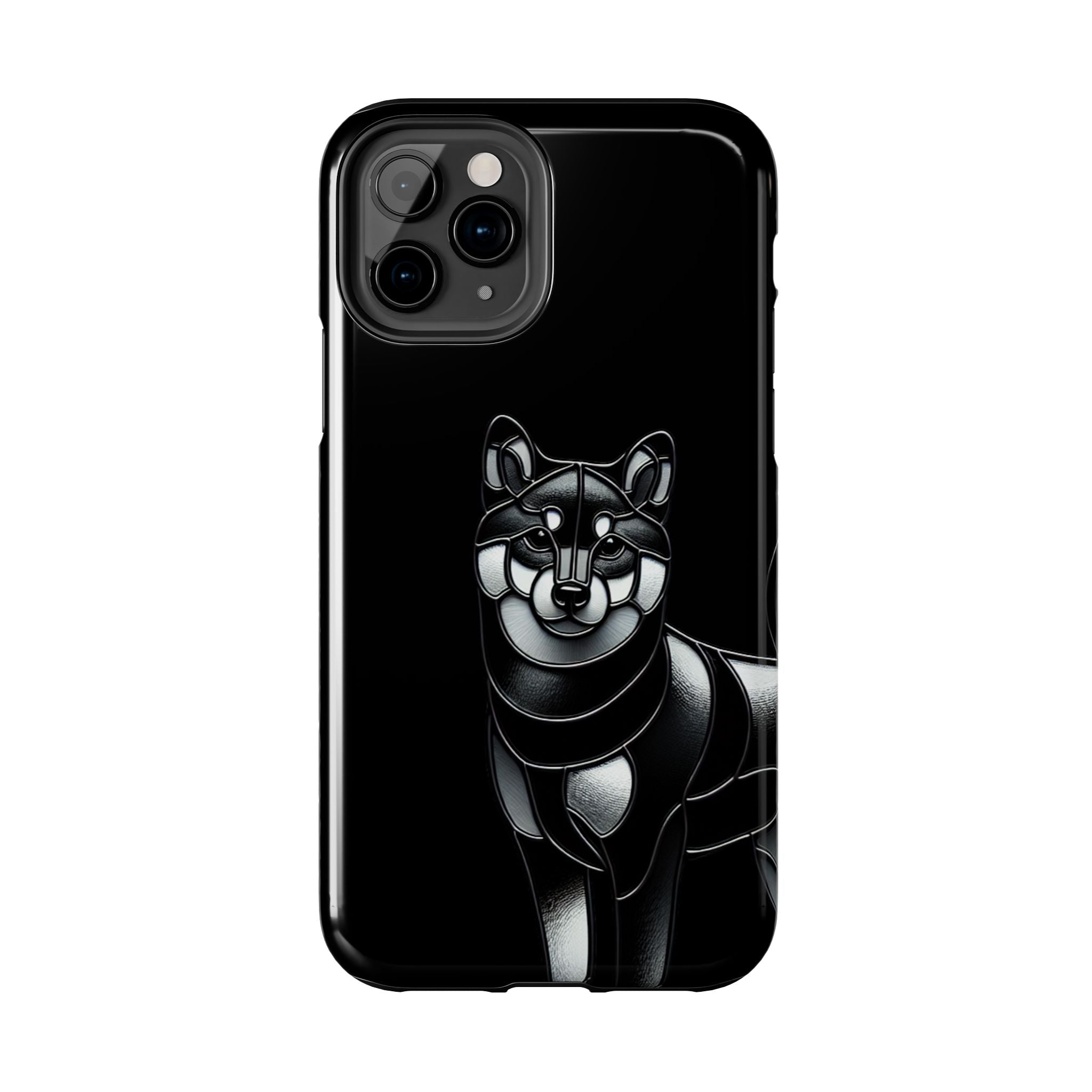 Wolf Silhouette Tough Phone Case — Black Geometric Wolf Protective Cover