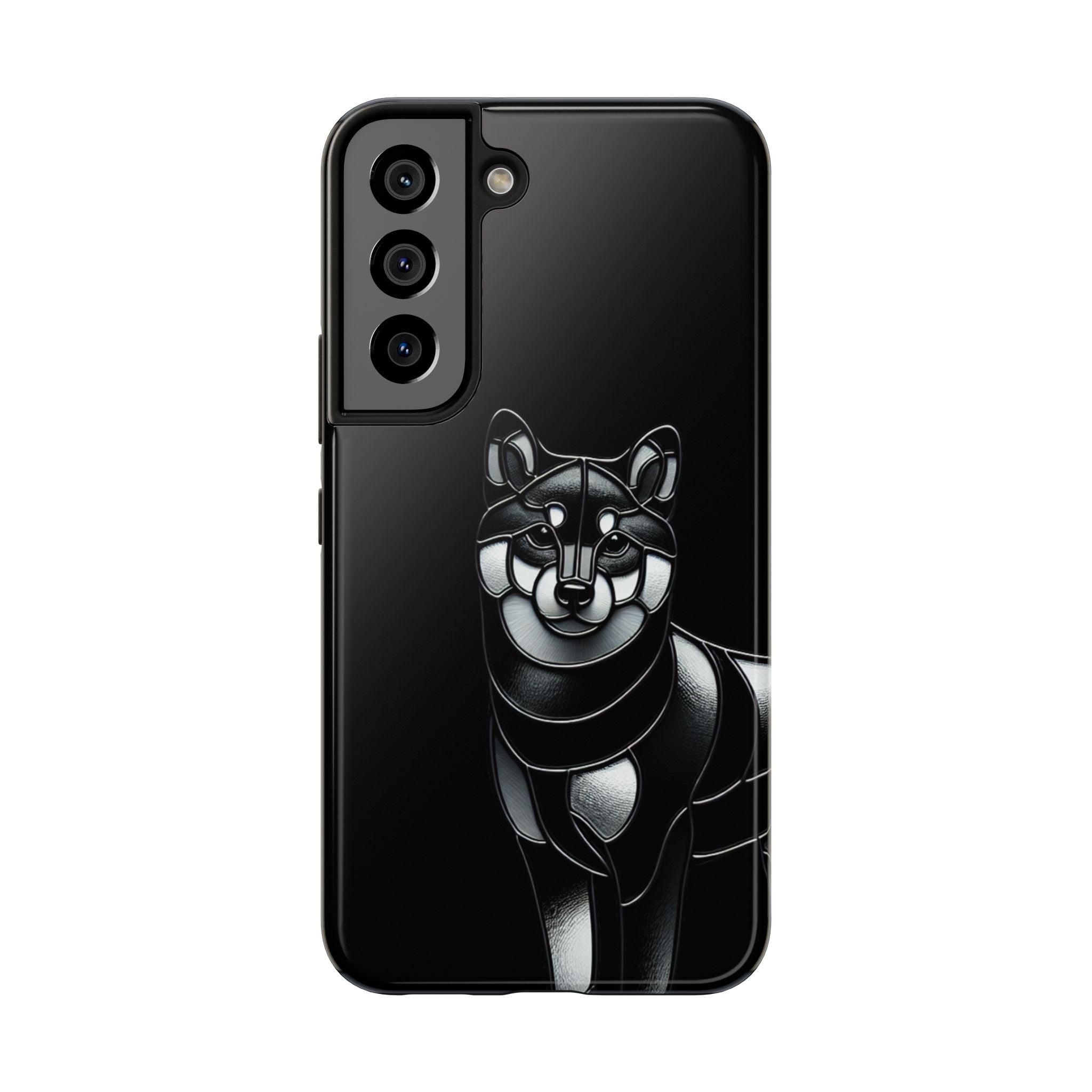 Wolf Silhouette Tough Phone Case — Black Geometric Wolf Protective Cover