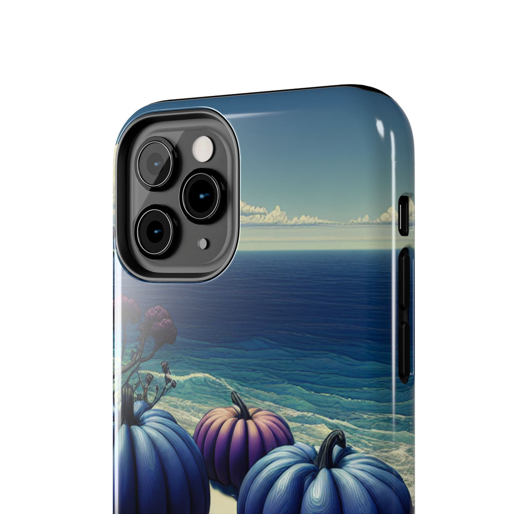 Blue Pumpkin Beach Tough Phone Case — Coastal Halloween Fall iPhone Cover