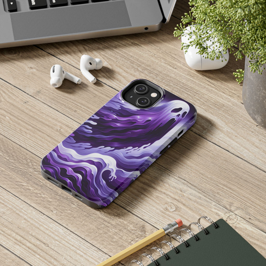 Purple wavey ghosts! - Tough Phone Cases