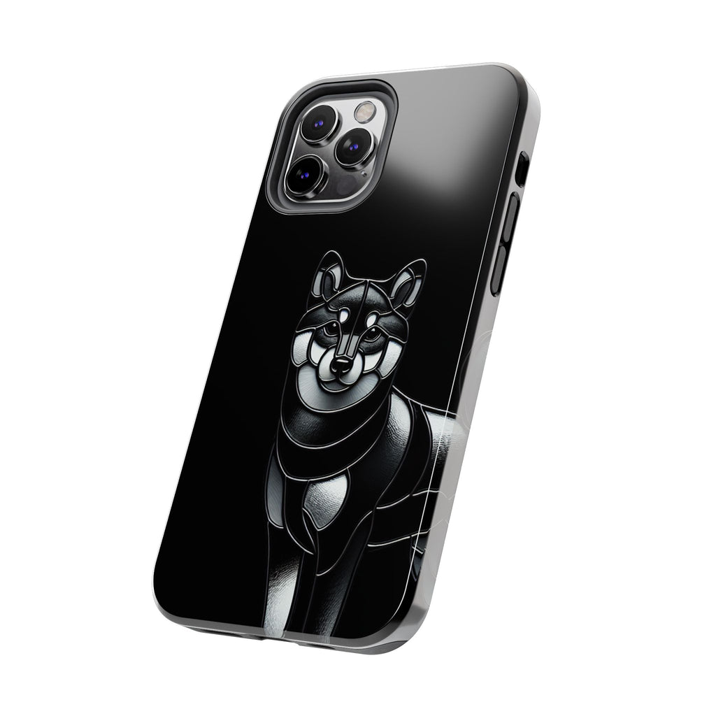Wolf Silhouette Tough Phone Case — Black Geometric Wolf Protective Cover