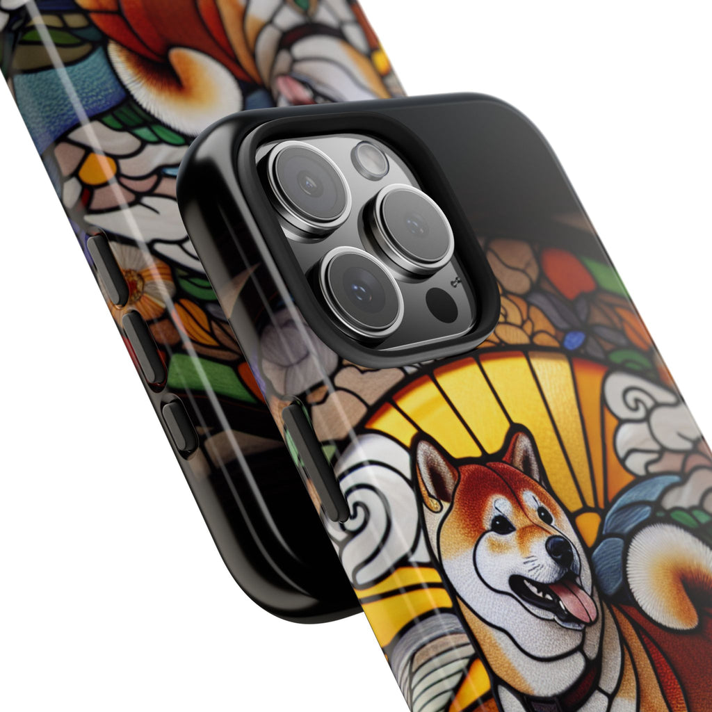 Shiba Inu Stained-Glass Tough Phone Case — Durable Protective Dog Art Cover