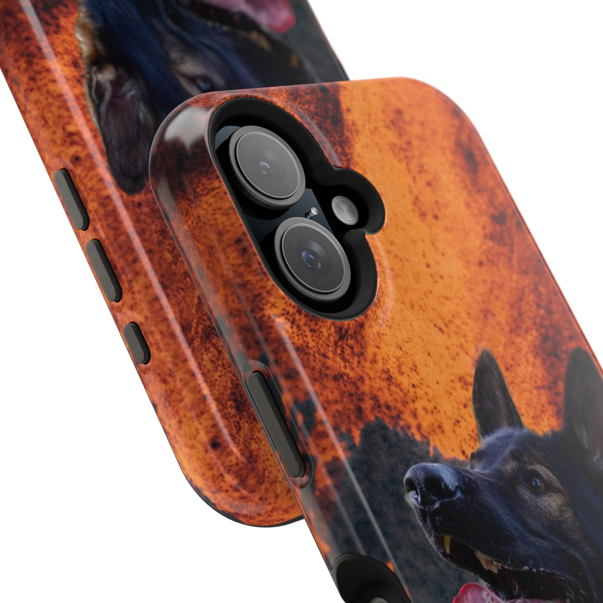 German Shepherd Phone Case — Flame Background Magnetic Impact-Resistant
