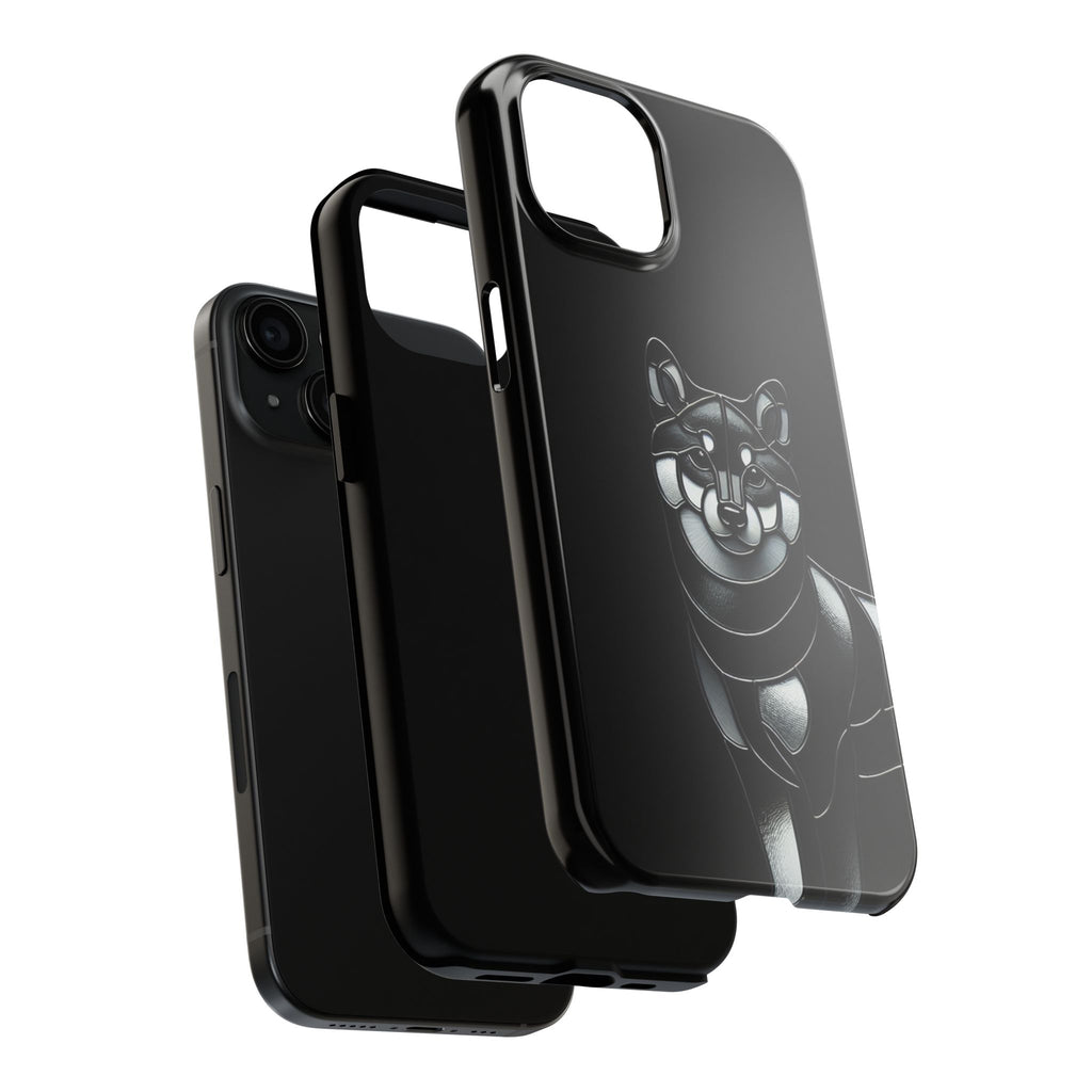Wolf Silhouette Tough Phone Case — Black Geometric Wolf Protective Cover