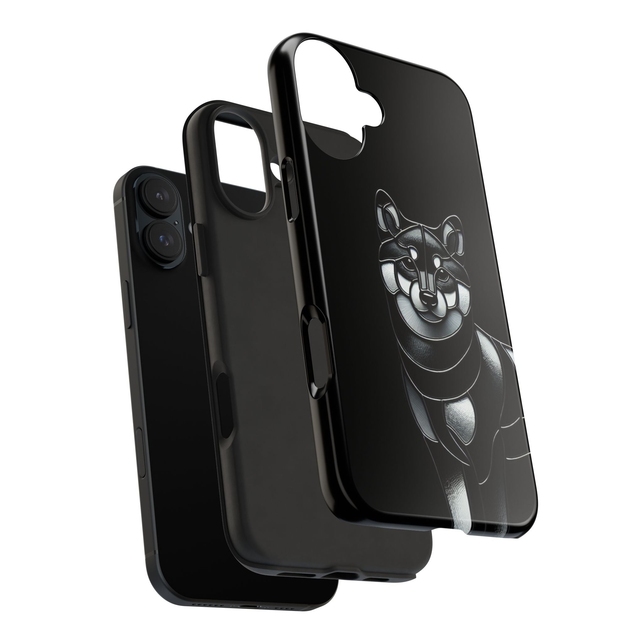Wolf Silhouette Tough Phone Case — Black Geometric Wolf Protective Cover